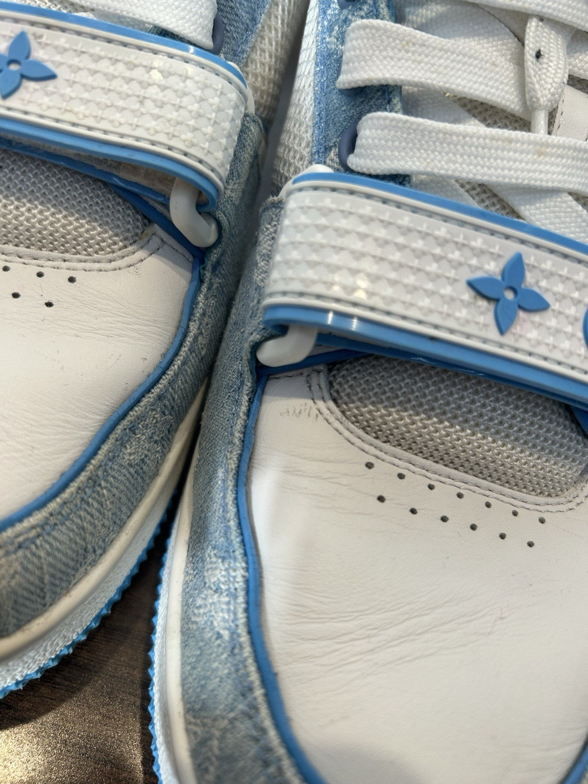 Louis Vuitton Trainer Low Strap Blue Denim And Leather Size 7.5 LV / 8.5