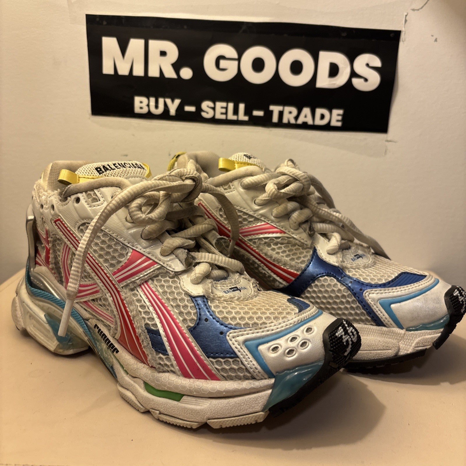 Size 10 - Balenciaga Runner Sneaker White Red Blue Pink