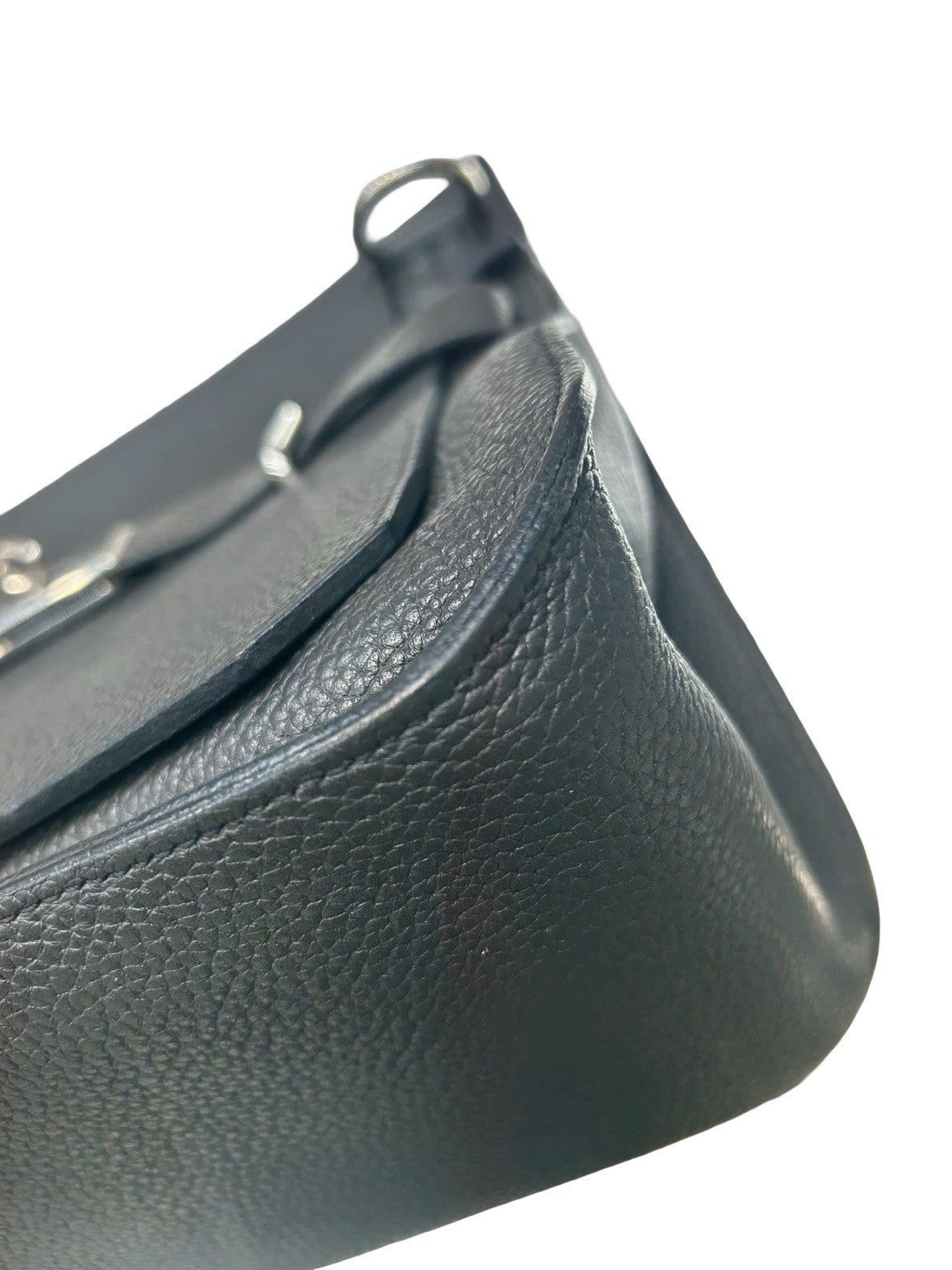 Hermes Jypsiere Black Clemence Leather Shoulder Bag 