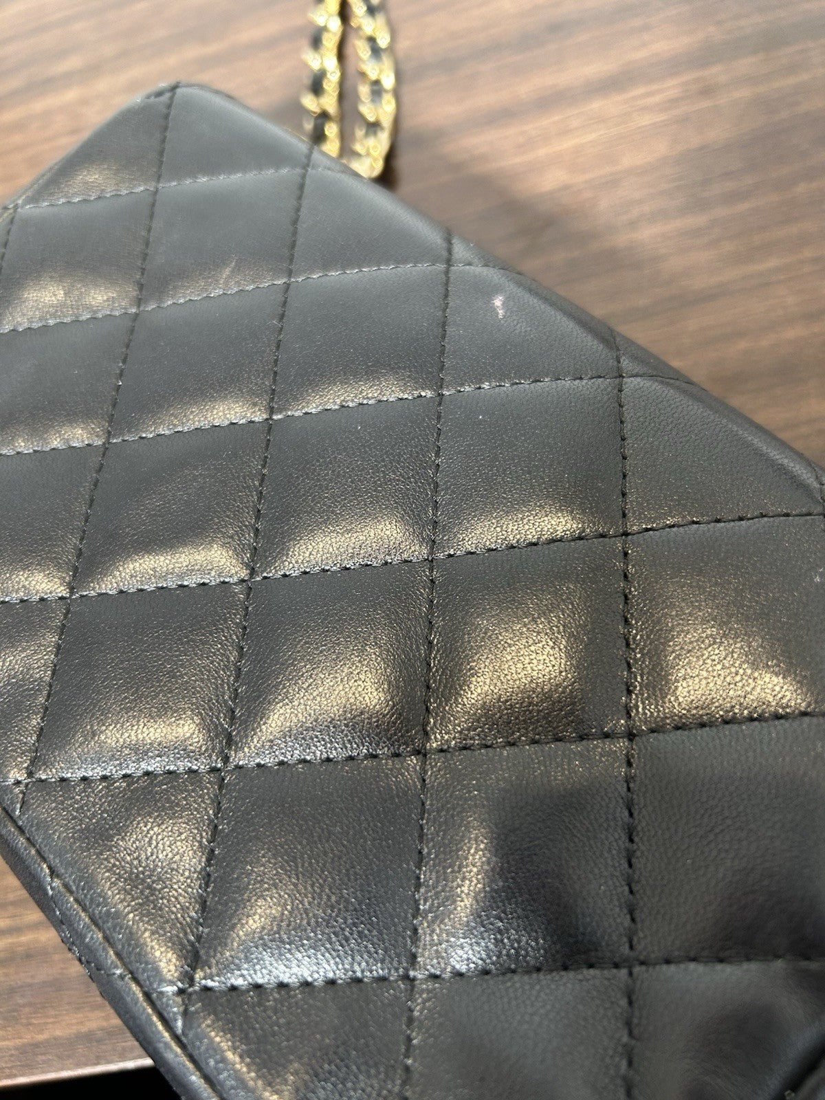 CHANEL Lambskin Quilted Extra Mini V For Victory Flap Black
