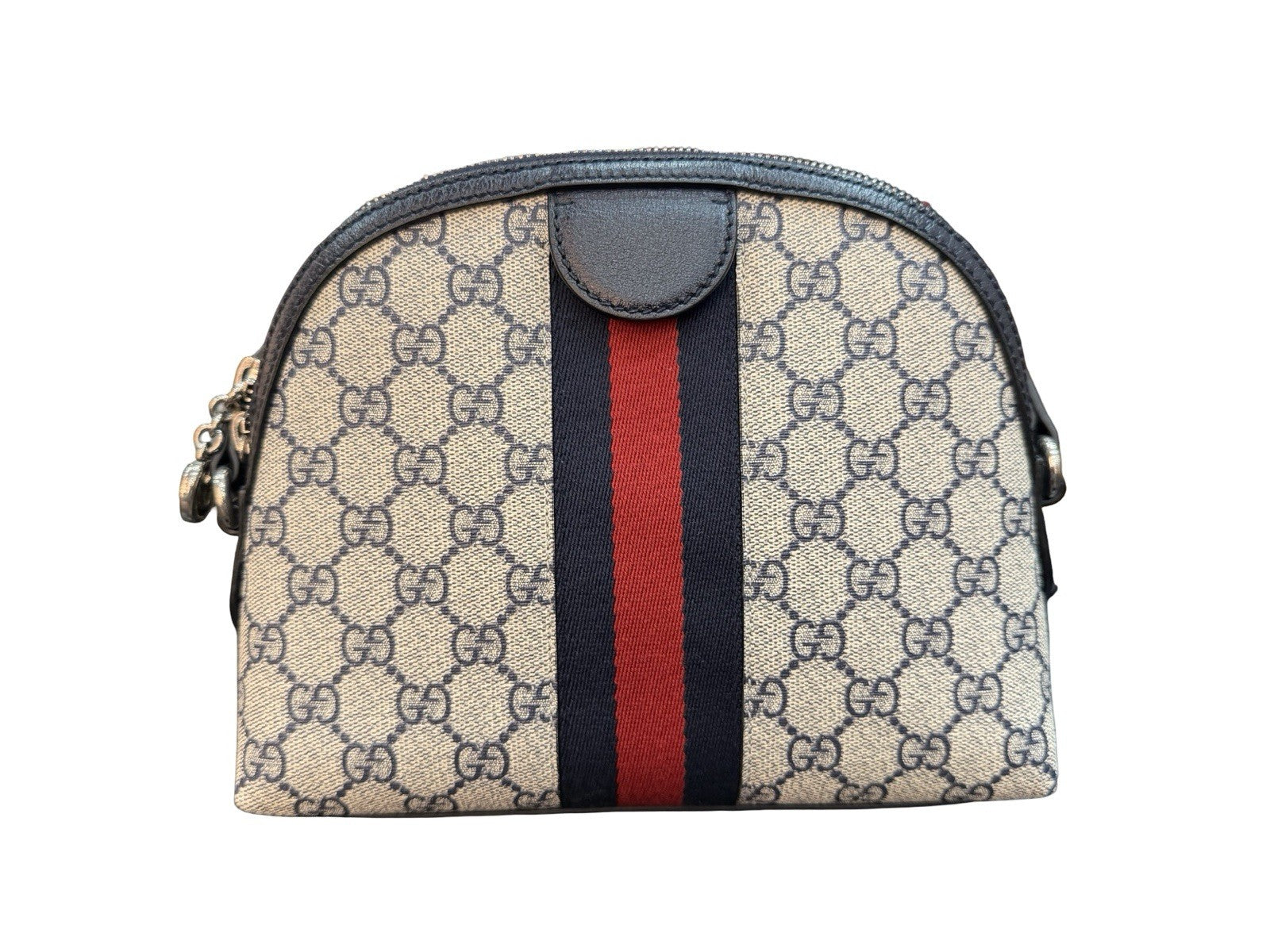 Gucci Ophidia Dome Shoulder Bag GG Coated Canvas Small Beige Blue