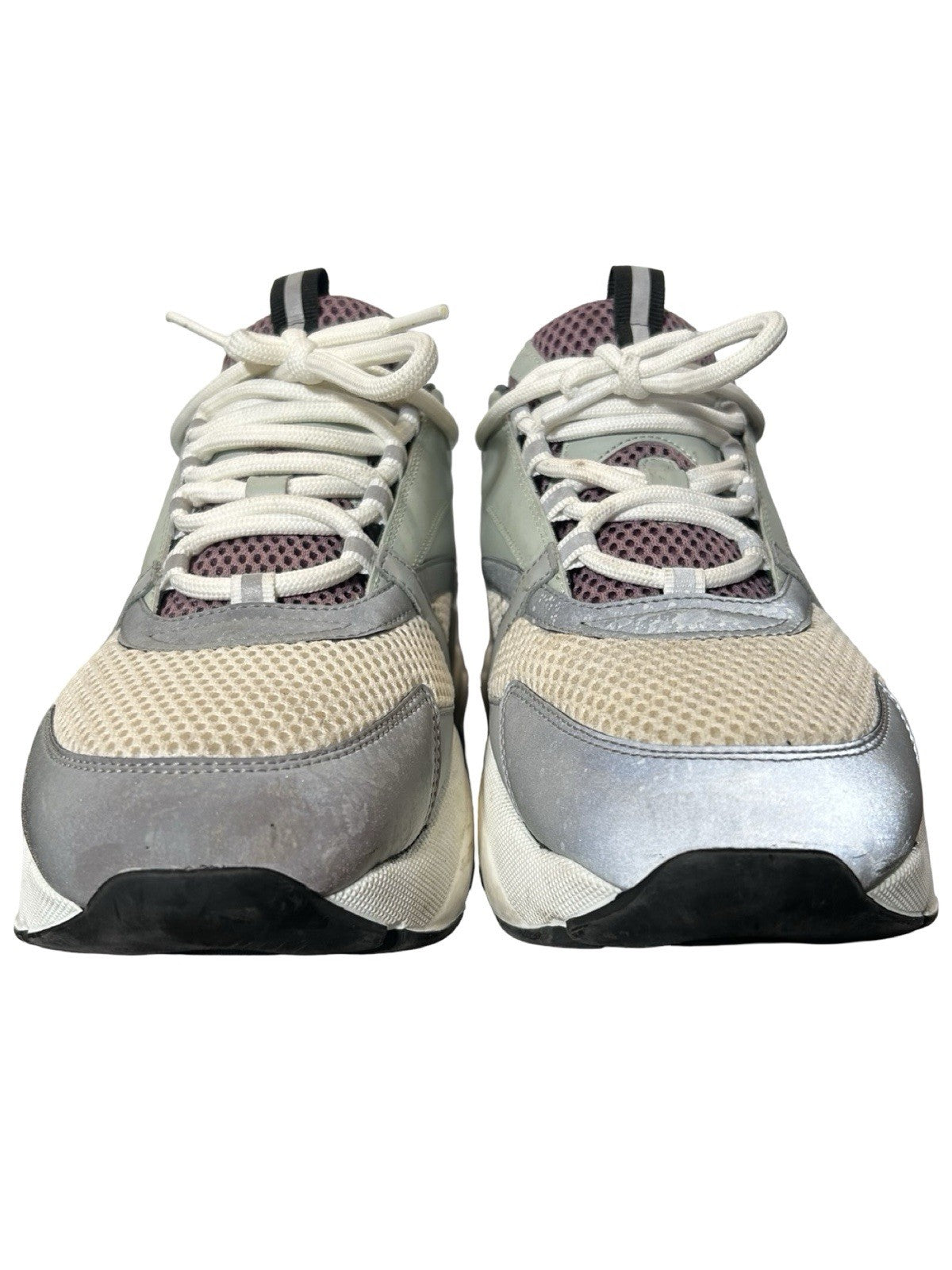 Christian Dior Technical Mesh Calfskin Mens B22 Sneakers 45 Cream Lavender