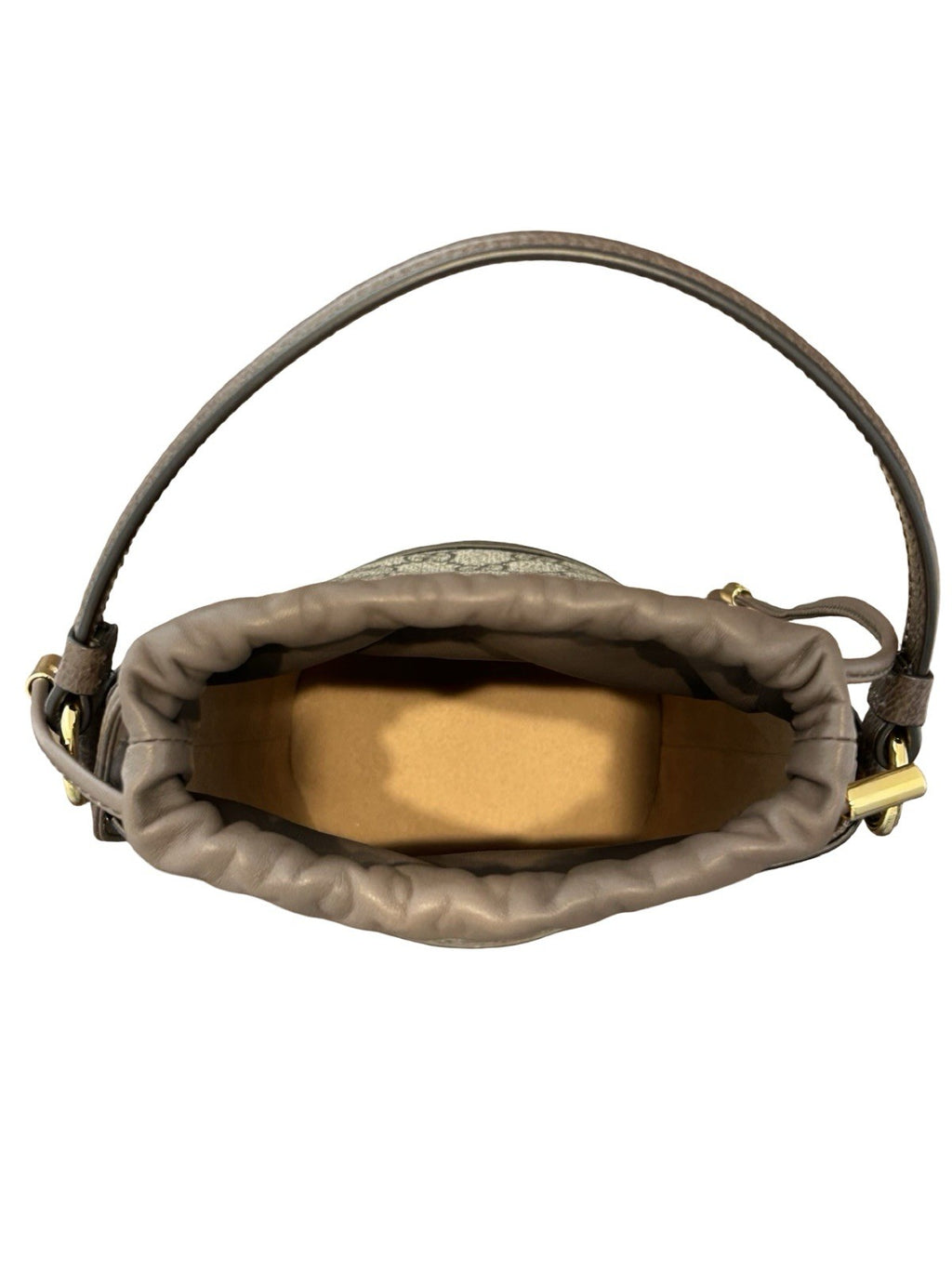Gucci Ophidia Top Handle Bucket Bag GG Coated Canvas with Leather Mini