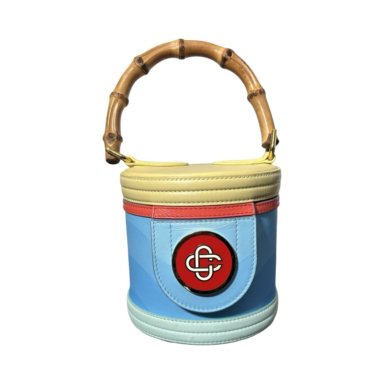 Casablanca Colorblock Calfskin Cylinder Top Handle Bag