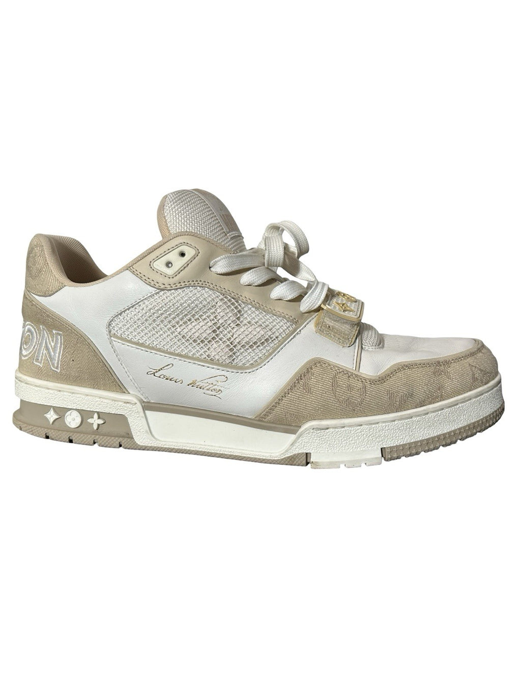 Louis Vuitton LV Trainer Line Sneakers In White Beige Size 9.5 LV / 10.5 Us