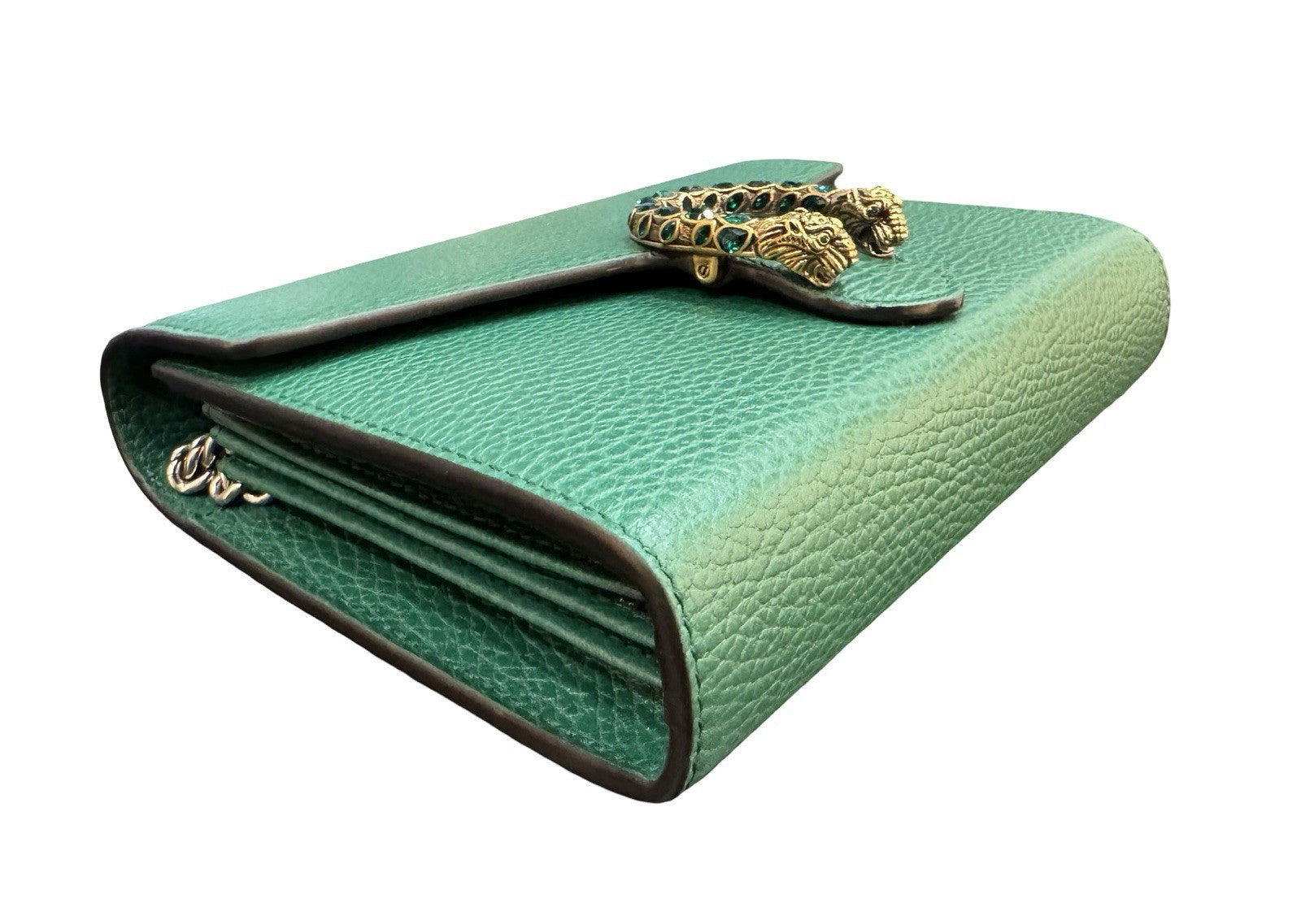 GUCCI Dollar Calfskin Crystal Mini Dionysus Shoulder Bag Emerald