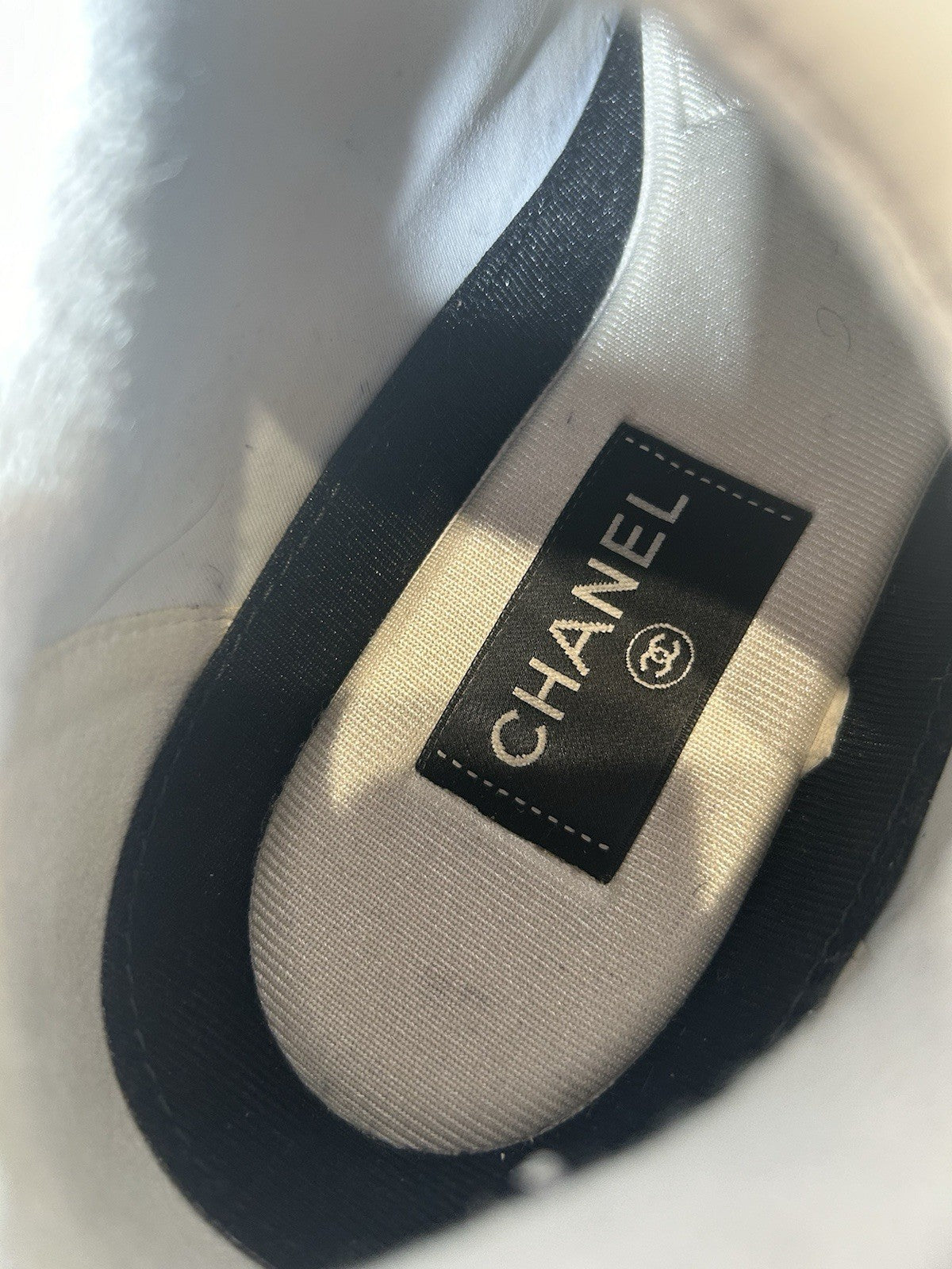CHANEL Suede Calfskin Fabric CC Sneakers 42 White