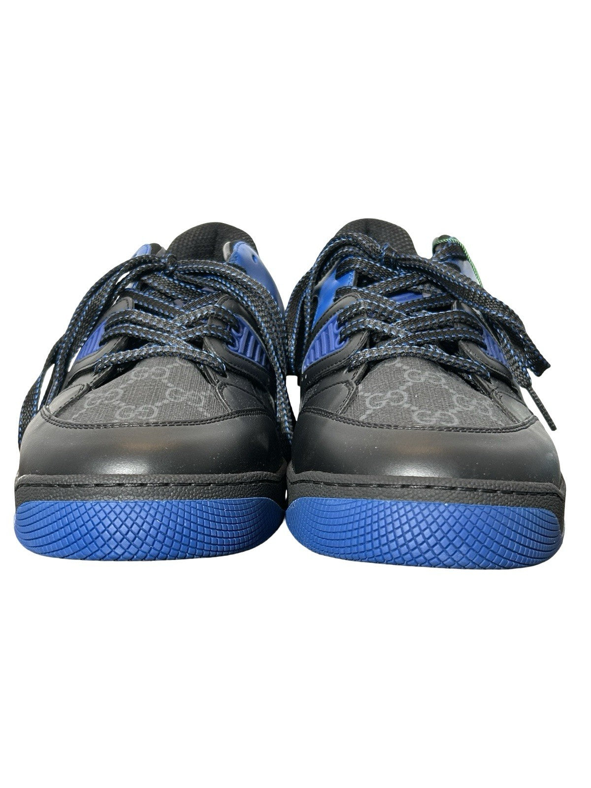 GUCCI Black & Blue Leather/Canvas GG Basket Low Top Men's Sneakers Italy US 10