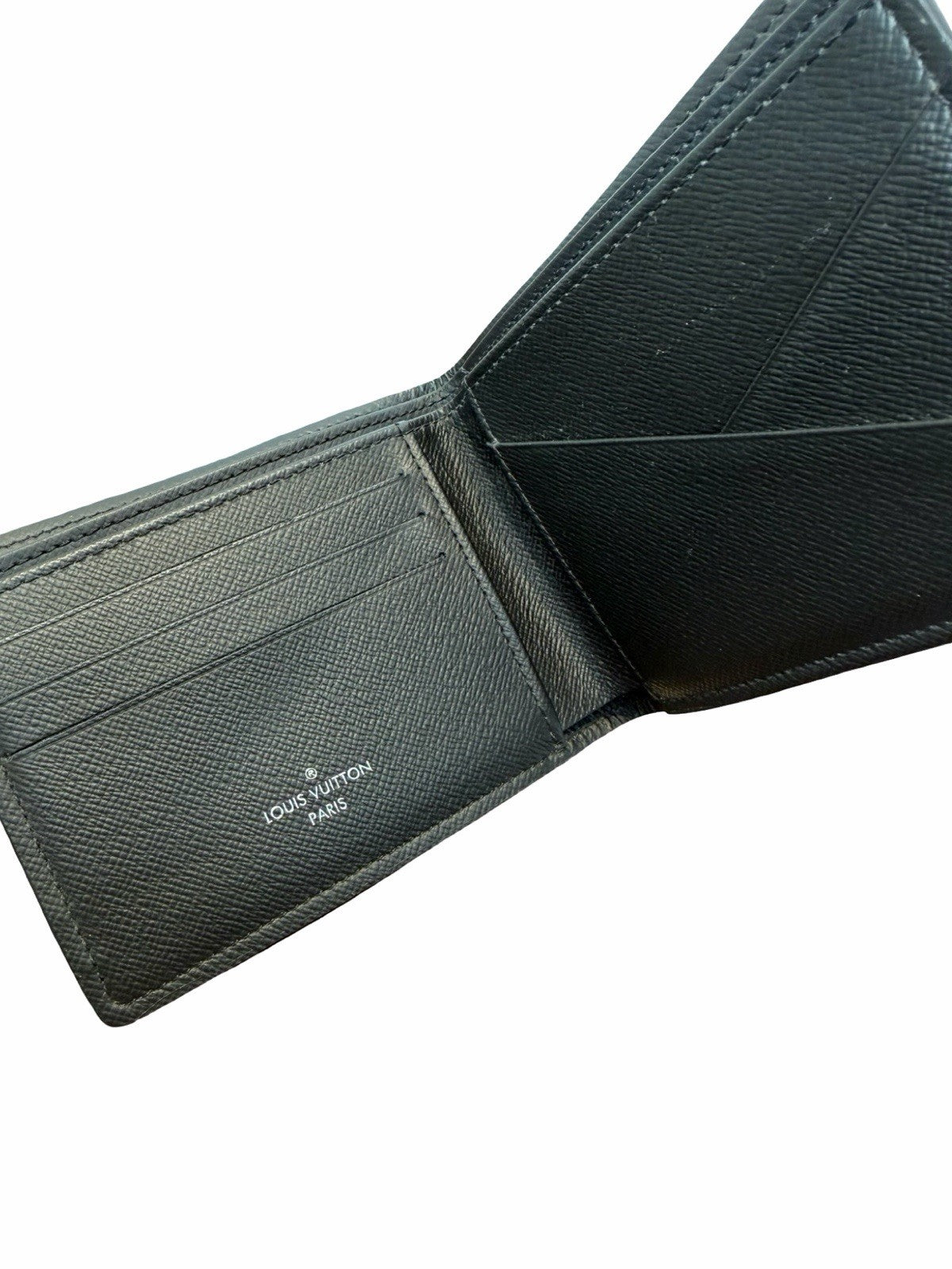 Louis Vuitton Men's Bifold Wallet Black/Gray Logo Pattern 