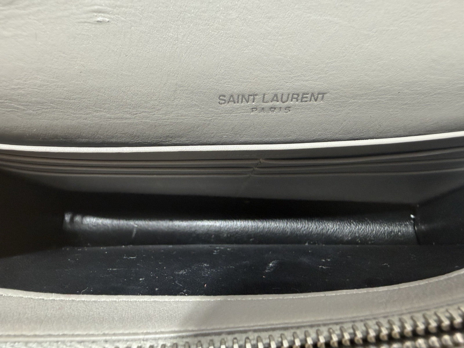 Saint Laurent YSL Metallic Kate Silver Hardware Tassel Chain Shoulder Bag 