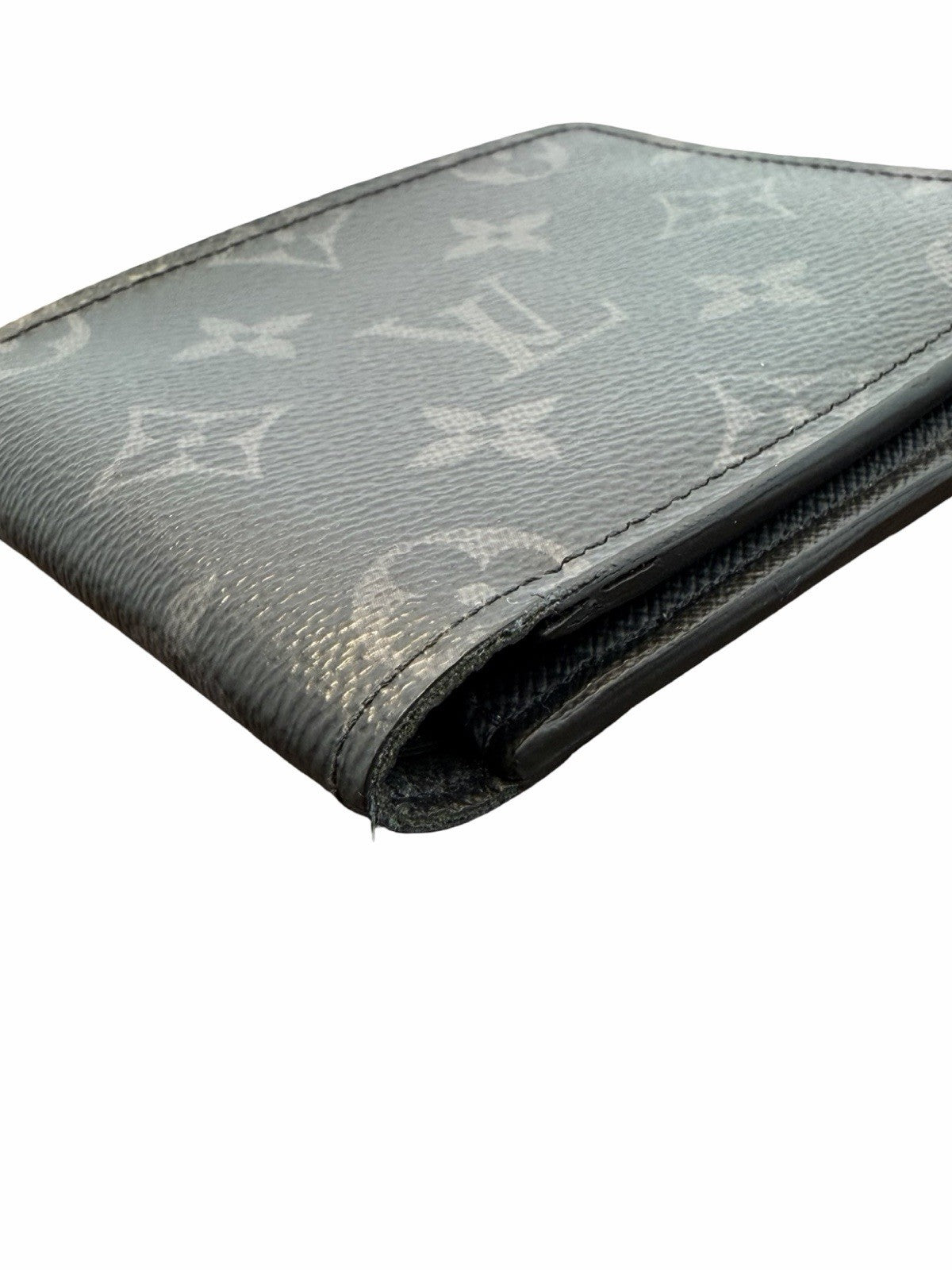 Louis Vuitton Men's Bifold Wallet Black/Gray Logo Pattern 
