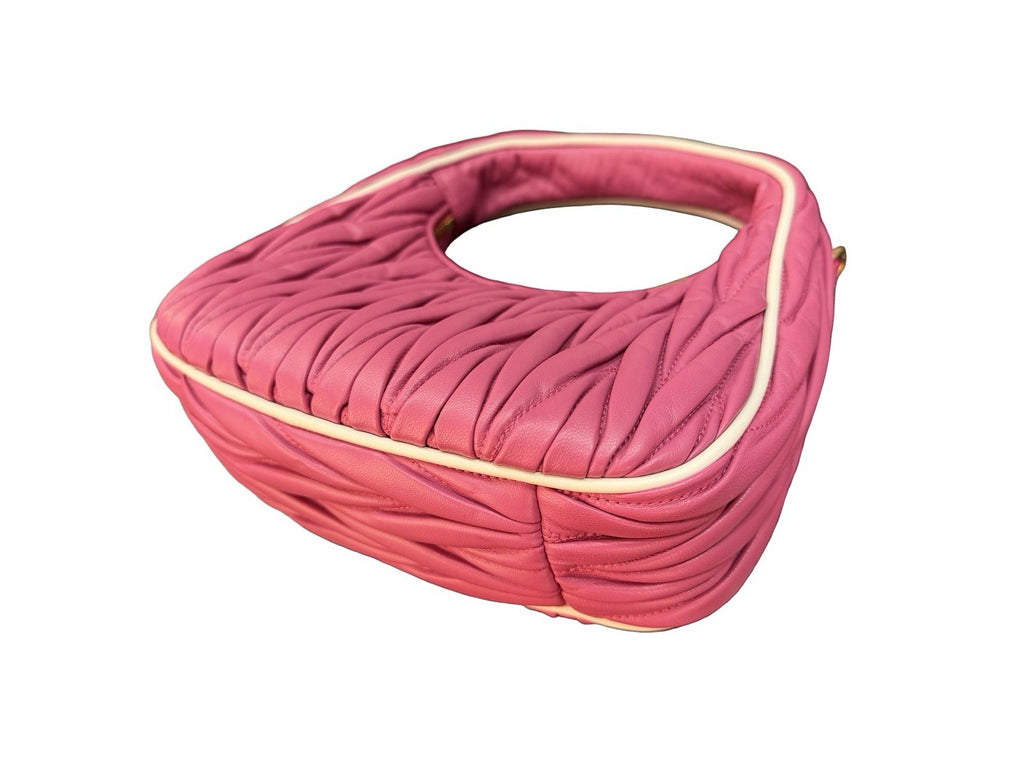 Miu Miu Wander Matelassé Nappa Leather Hobo Bag Small Pink