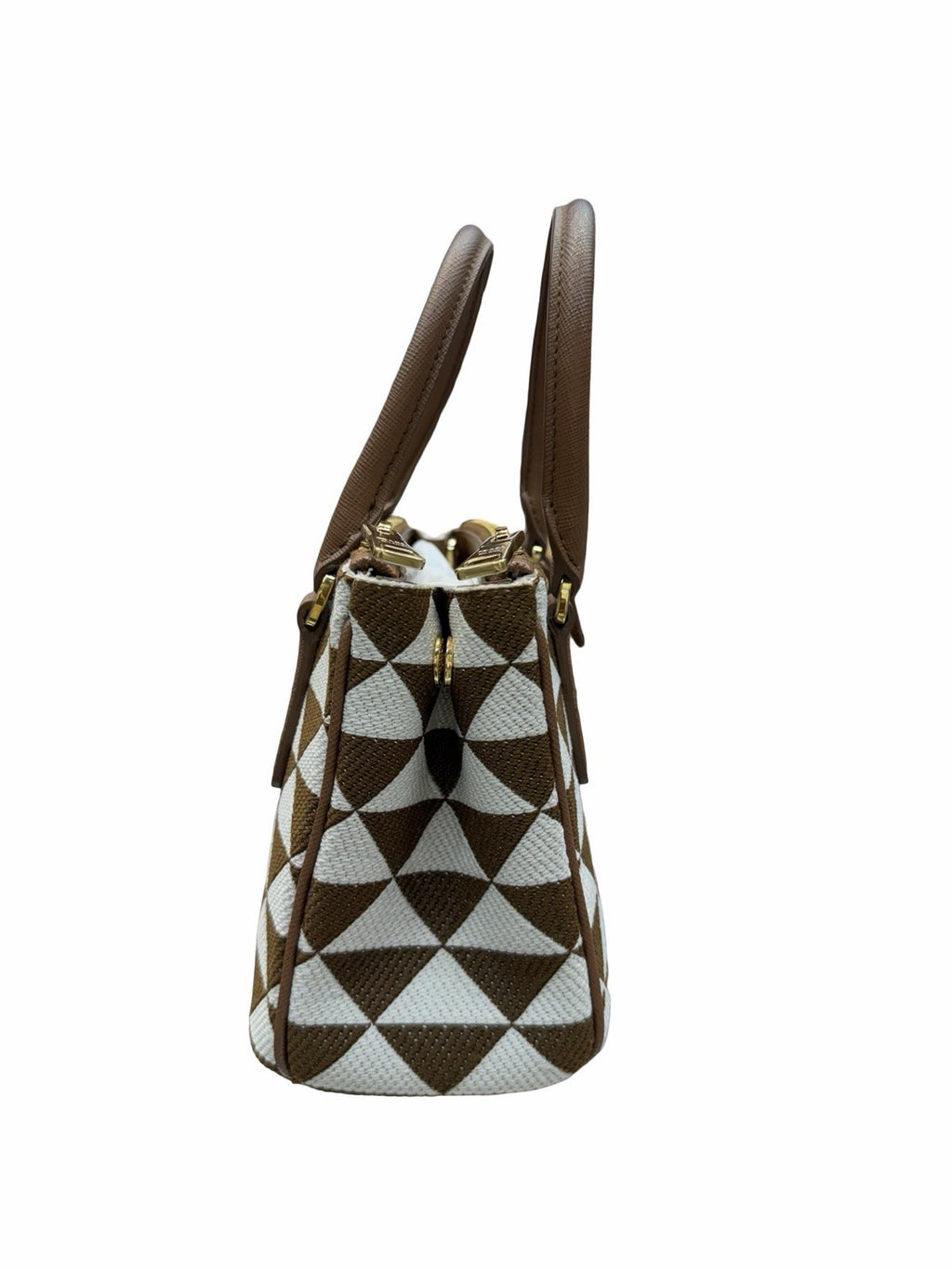 Prada Galleria Double Zip Tote Printed Fabric Mini Shoulder Bag