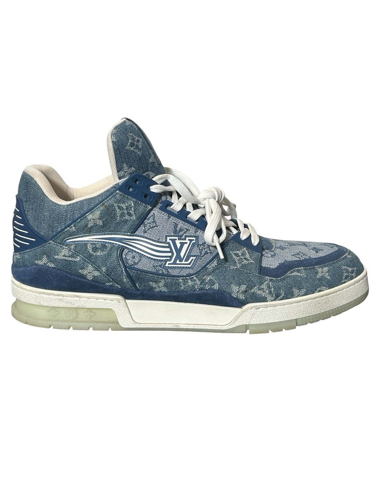 Louis Vuitton Blue Monogram Denim Trainer Sneakers Size 13LV / 14 US