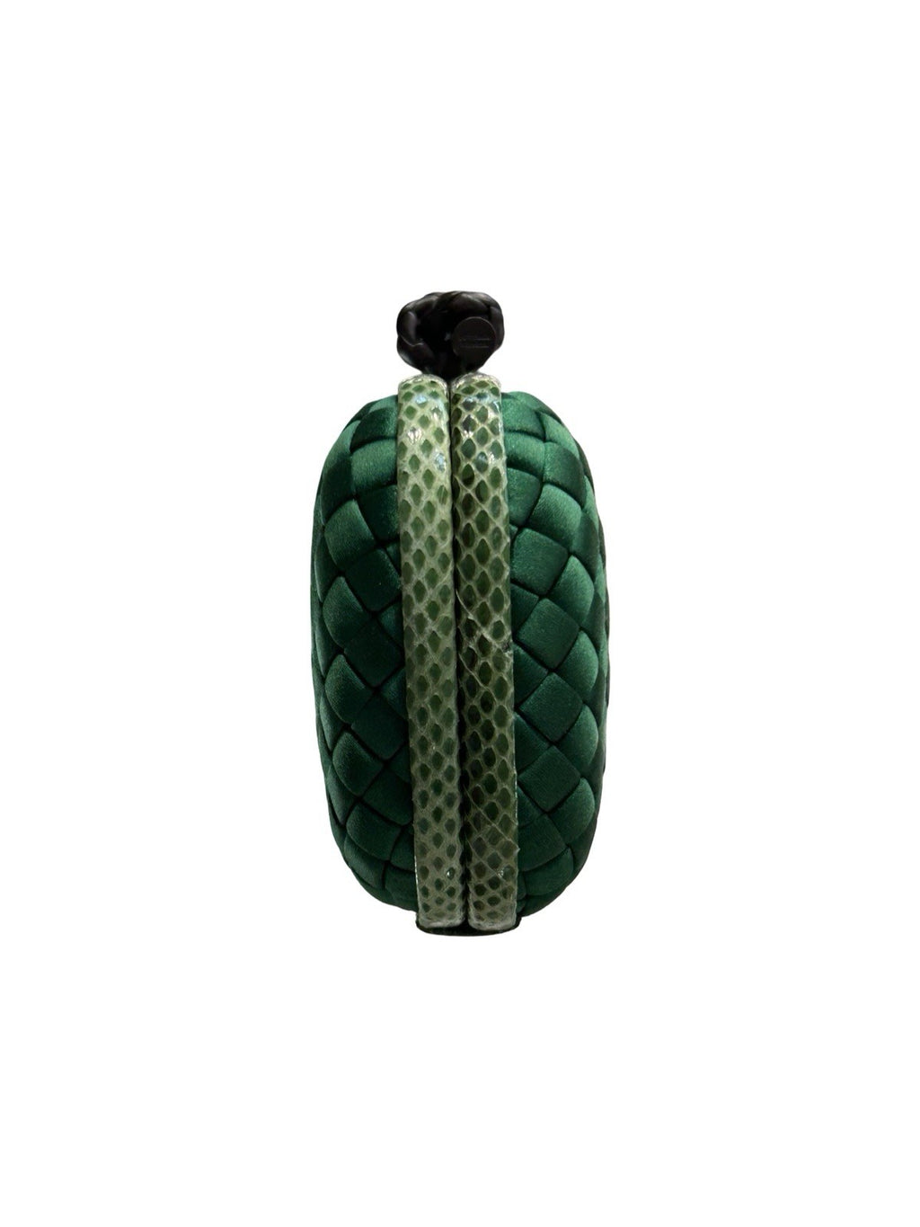 Bottega Veneta Satin Intreccio Impero Ayers Stretch Knot Clutch Bag Emerald