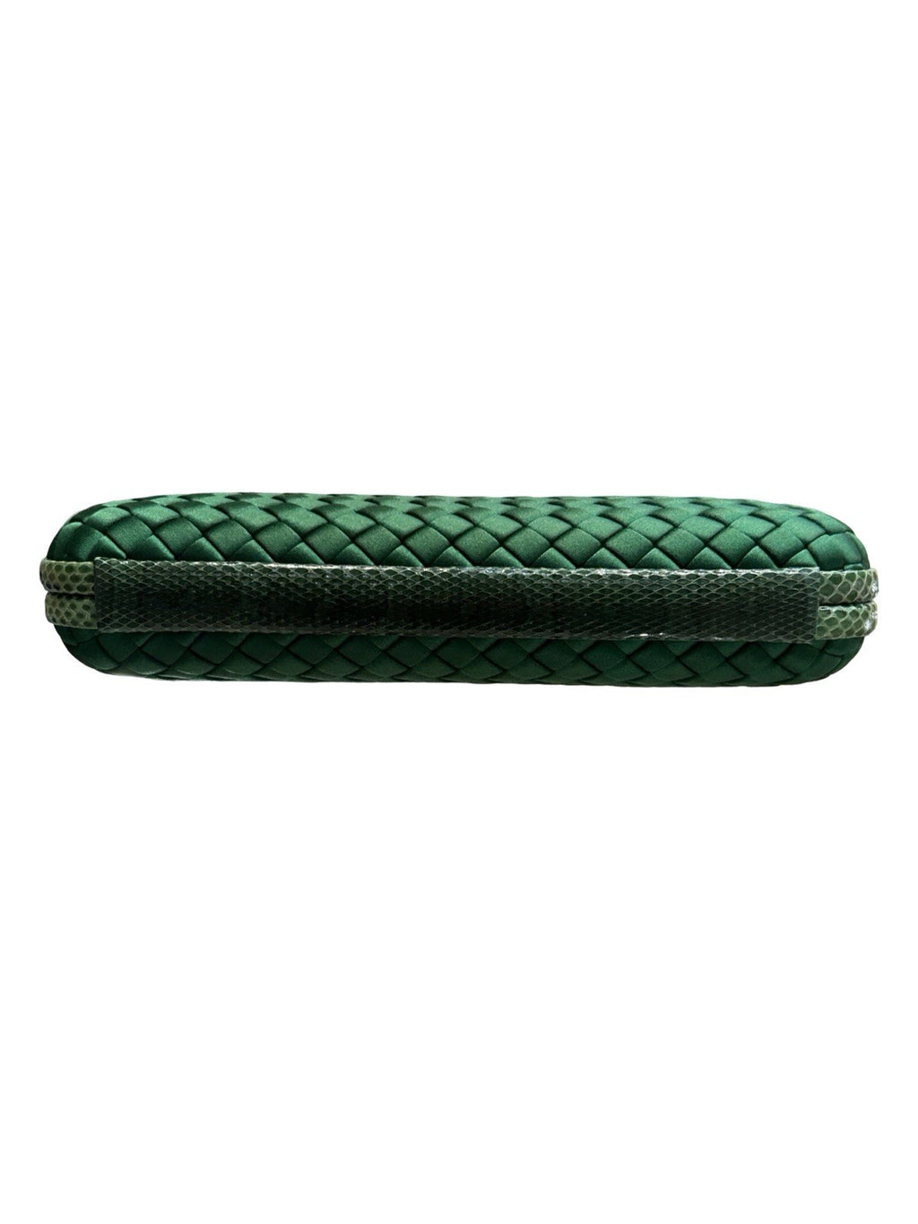 Bottega Veneta Satin Intreccio Impero Ayers Stretch Knot Clutch Bag Emerald