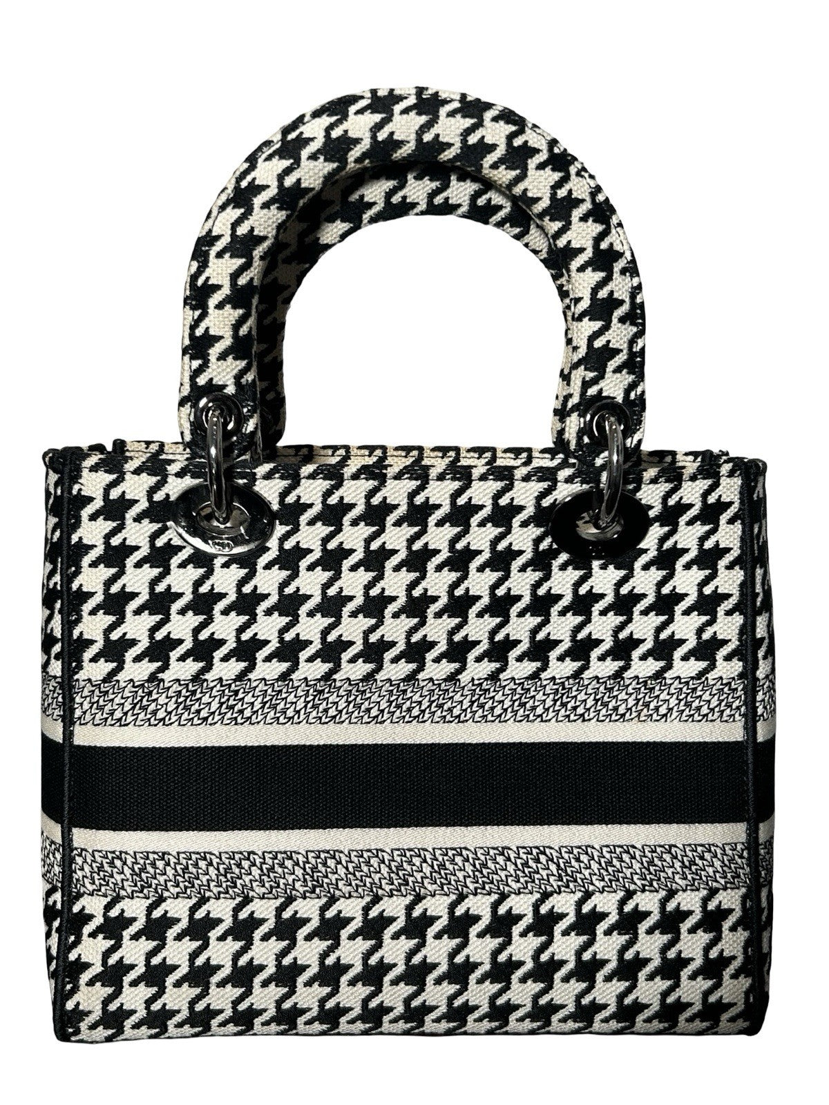 Christian Dior Lady D-Lite Bag Houndstooth Canvas Medium