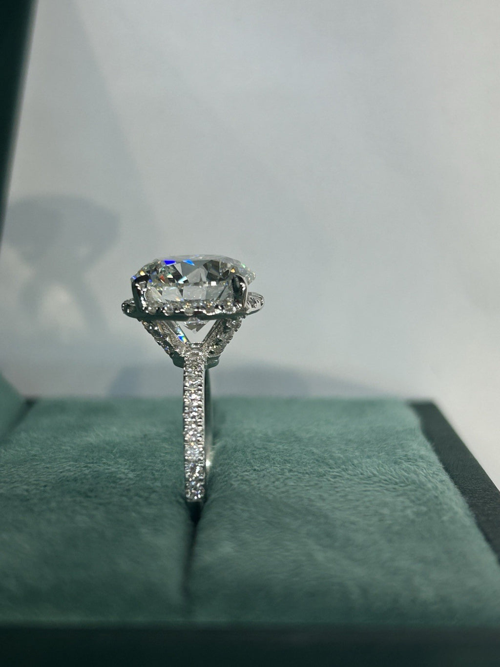 6.04 Carats Round Brilliant Lab Grown Diamond In Hidden Halo Setting White Gold
