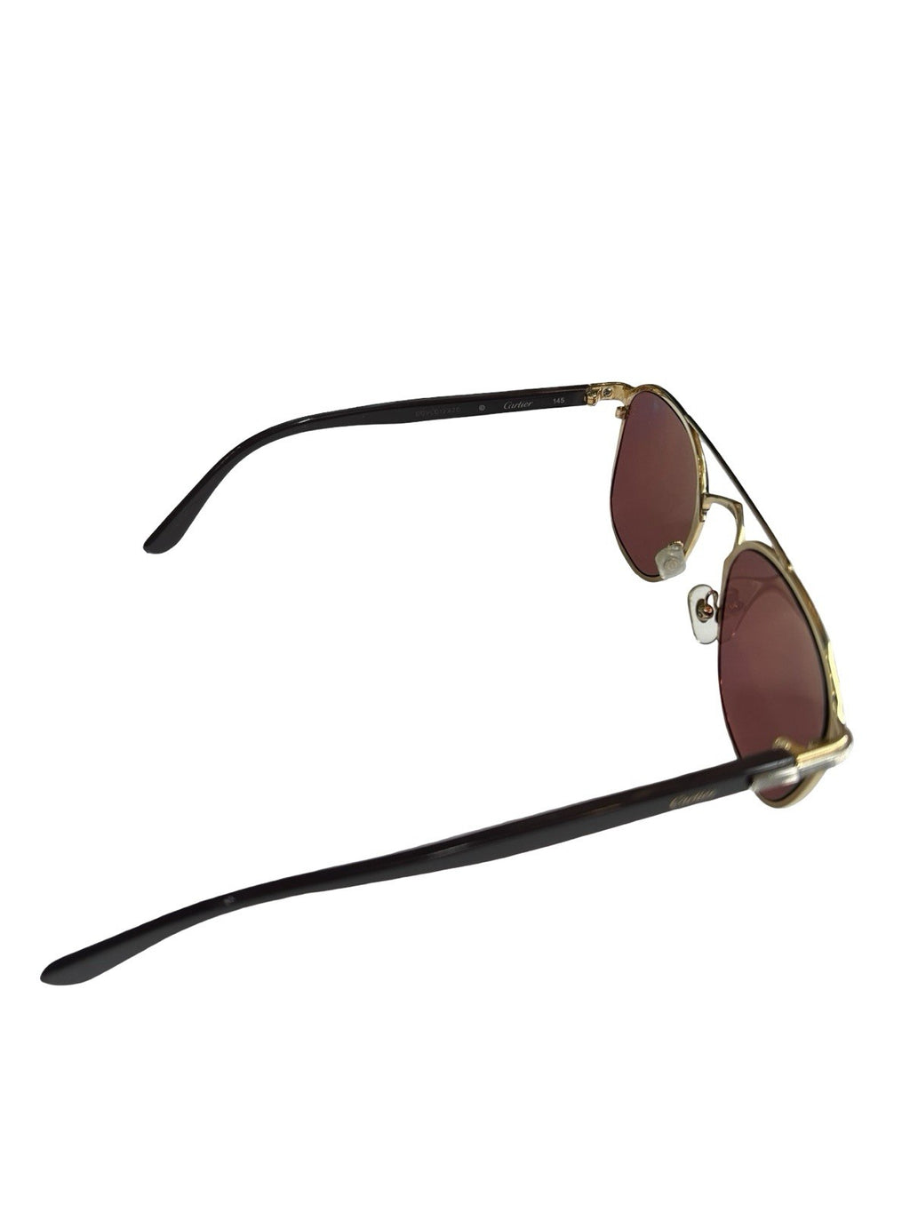 Cartier Signature C de Acetate Gold Tone Red Tinted Lens Sunglasses Size 145