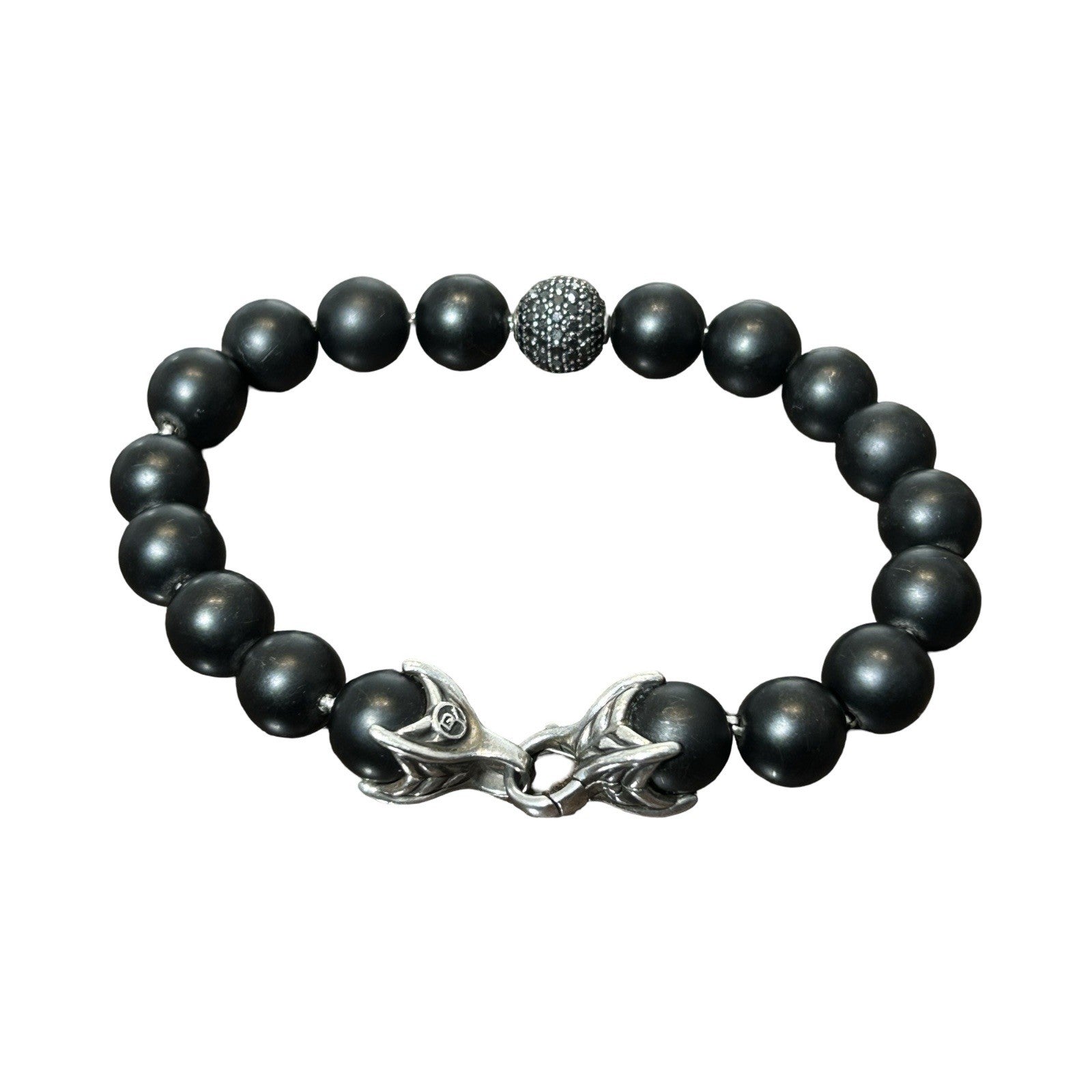 David Yurman Spiritual Beads Bracelet Black Onyx And Pavé Diamond Station
