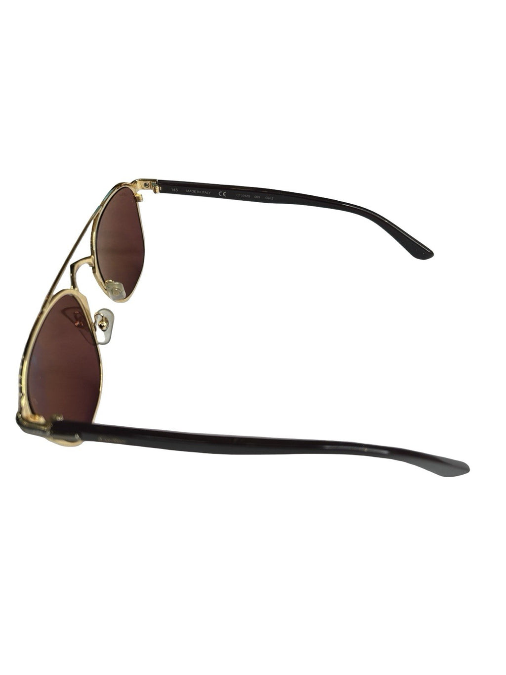 Cartier Signature C de Acetate Gold Tone Red Tinted Lens Sunglasses Size 145