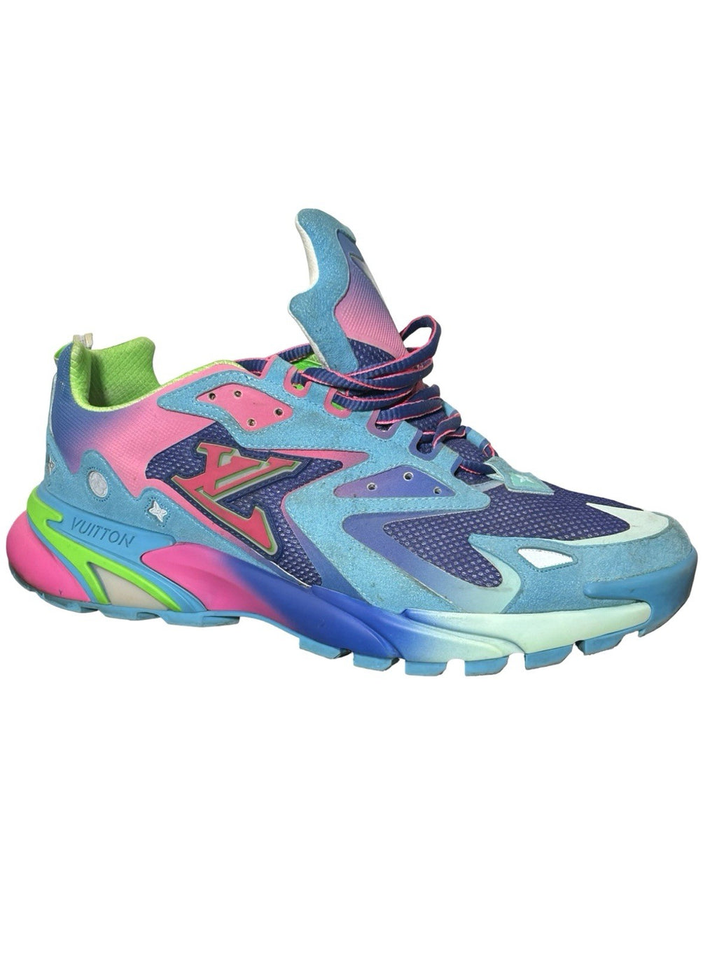 Louis Vuitton LV Runner Tatic Sneakers In Blue Pink Green Size 9.5 LV / 10.5 Us