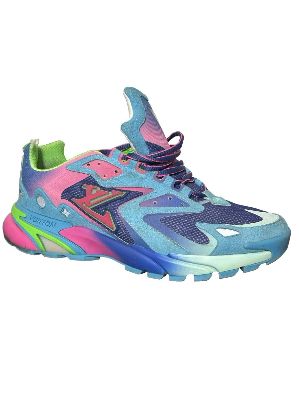 Louis Vuitton LV Runner Tatic Sneakers In Blue Pink Green Size 9.5 LV / 10.5 Us