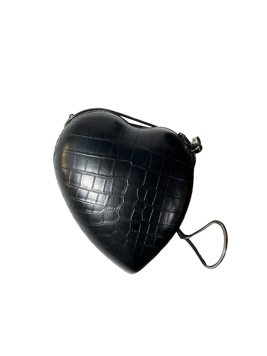 Saint Laurent YSL Heart Shaped Crocodile Embossed Love Box Clutch 