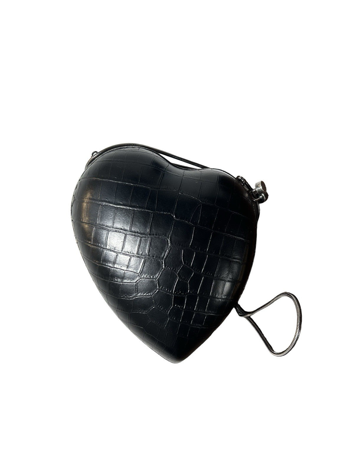Saint Laurent YSL Heart Shaped Crocodile Embossed Love Box Clutch 