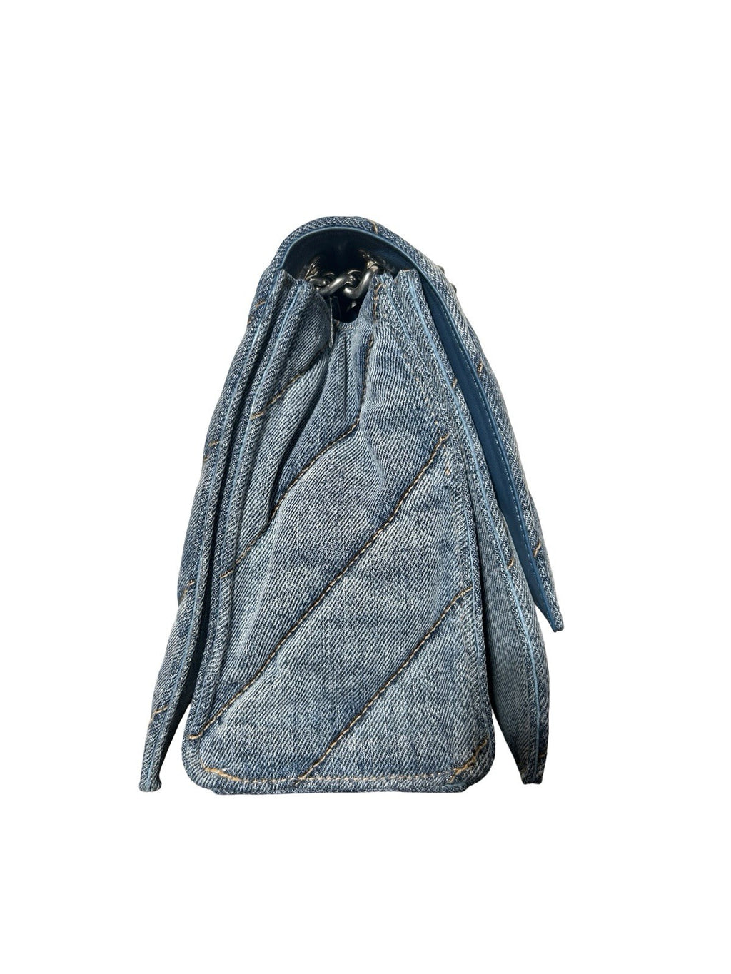 Balenciaga Denim Hourglass Medium Crush Chain Bag
