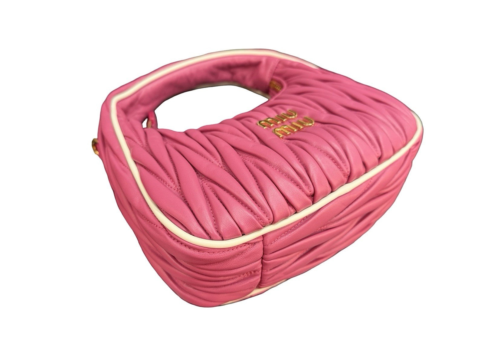 Miu Miu Wander Matelassé Nappa Leather Hobo Bag Small Pink