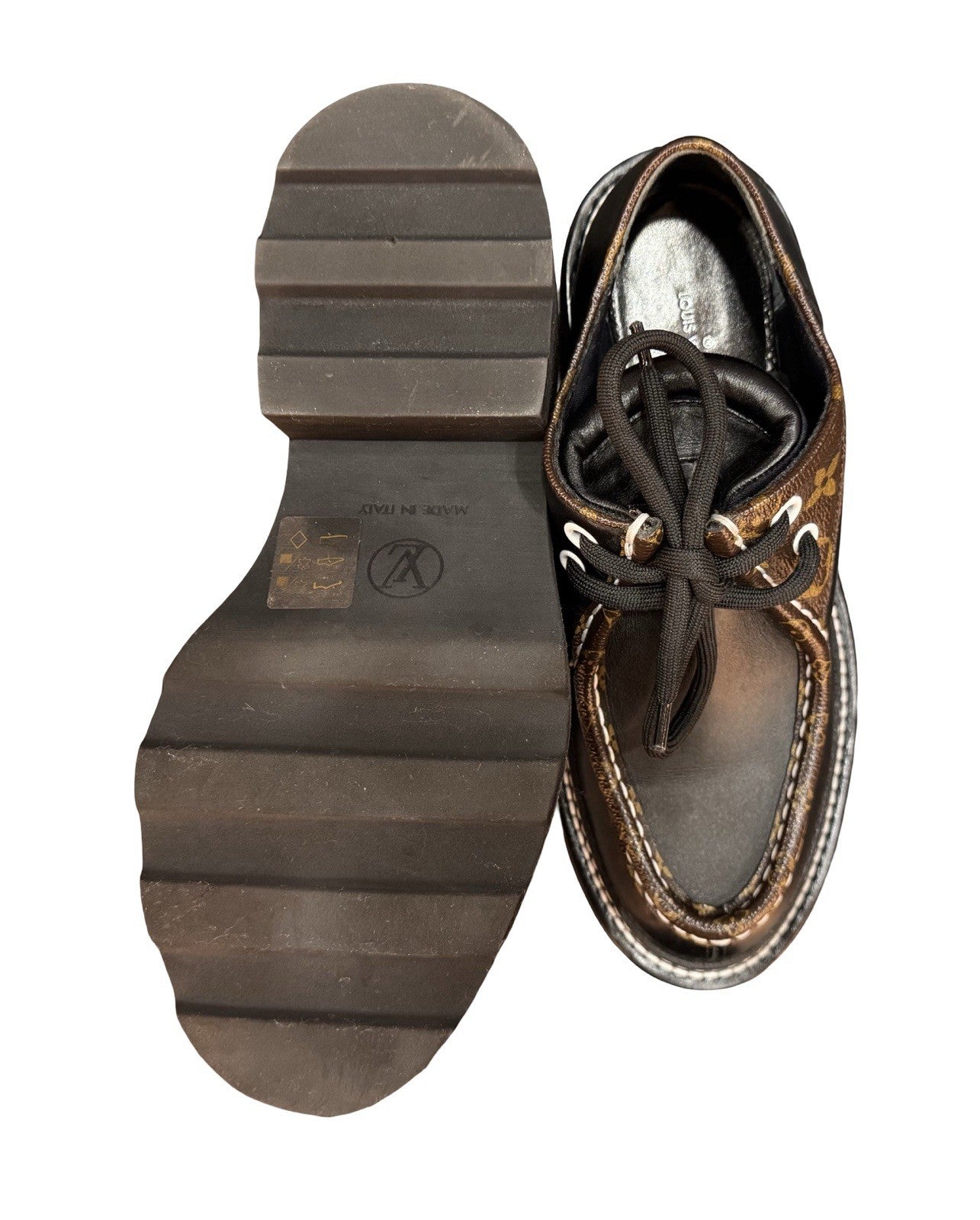 Louis Vuitton Monogram Lace-Up Platform Derby Shoes EU 37 US 6.5-7