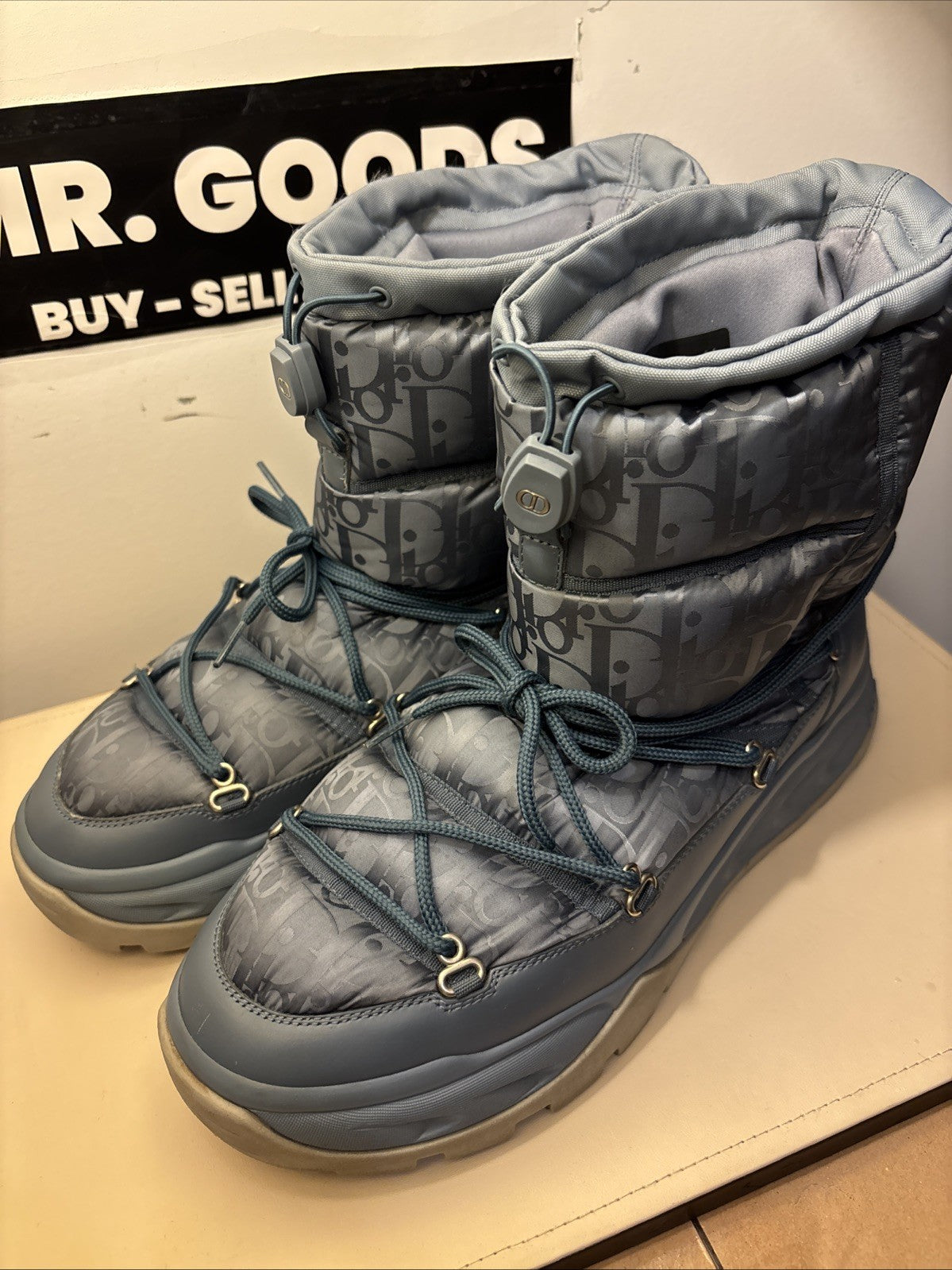 christian dior Oblique Men’s  Snow Ankle  Boot Blue Sz 44/ US 11