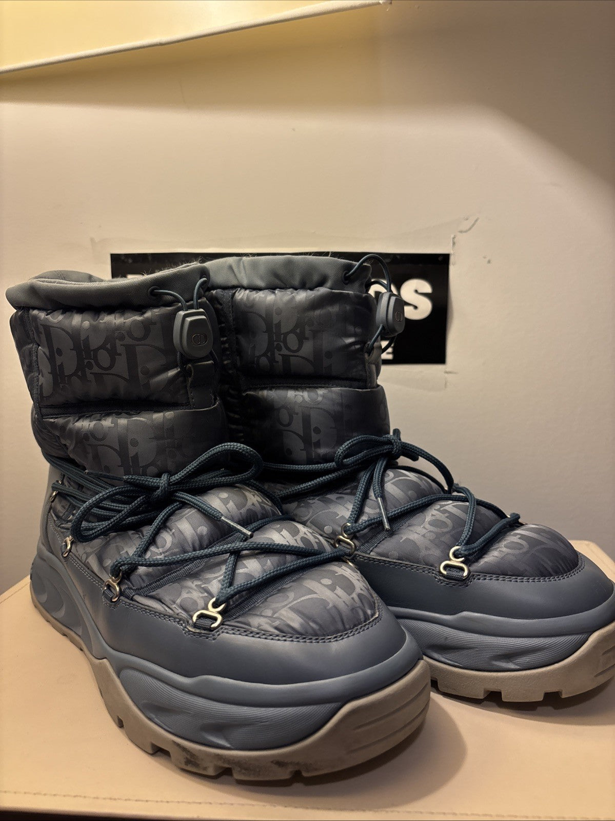 christian dior Oblique Men’s  Snow Ankle  Boot Blue Sz 44/ US 11