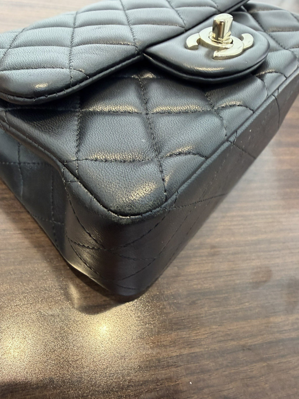 Chanel Square Classic Single Flap Bag Quilted Lambskin Mini