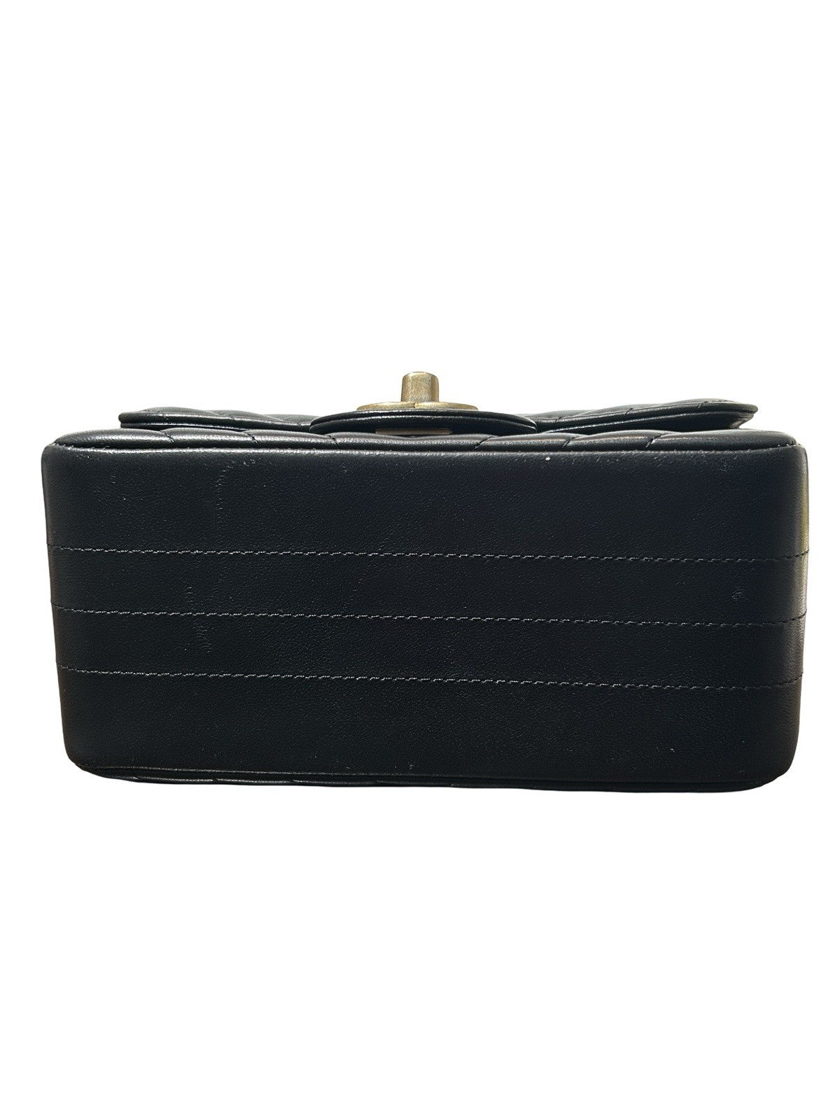 Chanel Square Classic Single Flap Bag Chevron Lambskin Mini Black