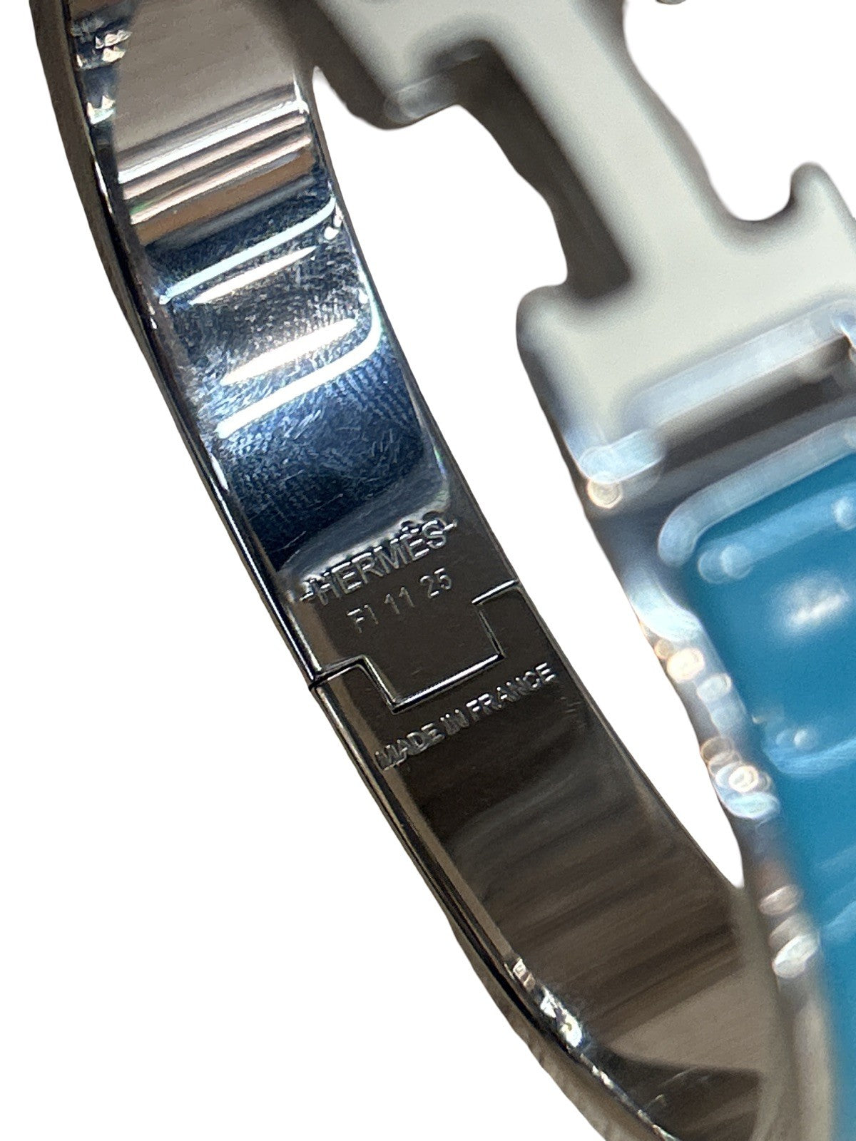 Hermès Clic Clac Bracelet Enamel And Metal Blue