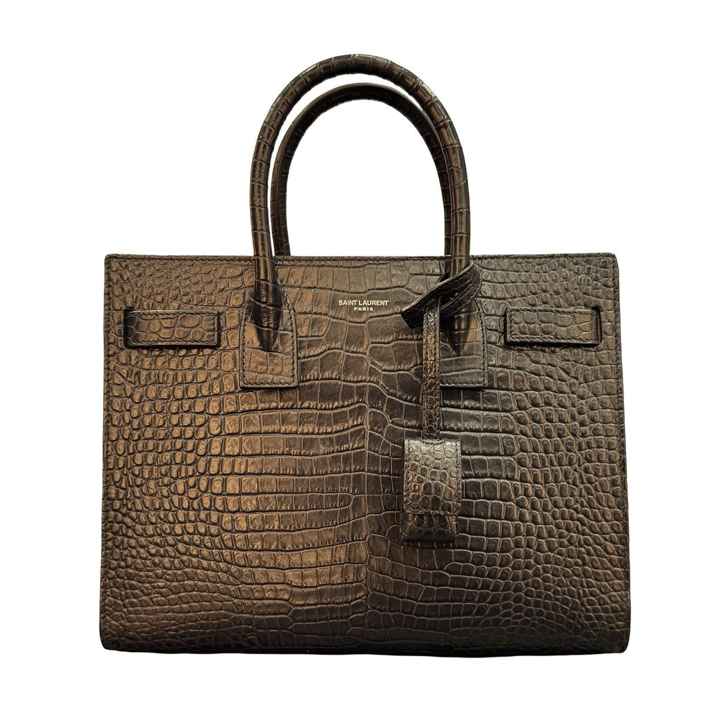 Saint Laurent Sac de Jour Small Croc-Embossed Leather Tote - Dark Blue / Navy