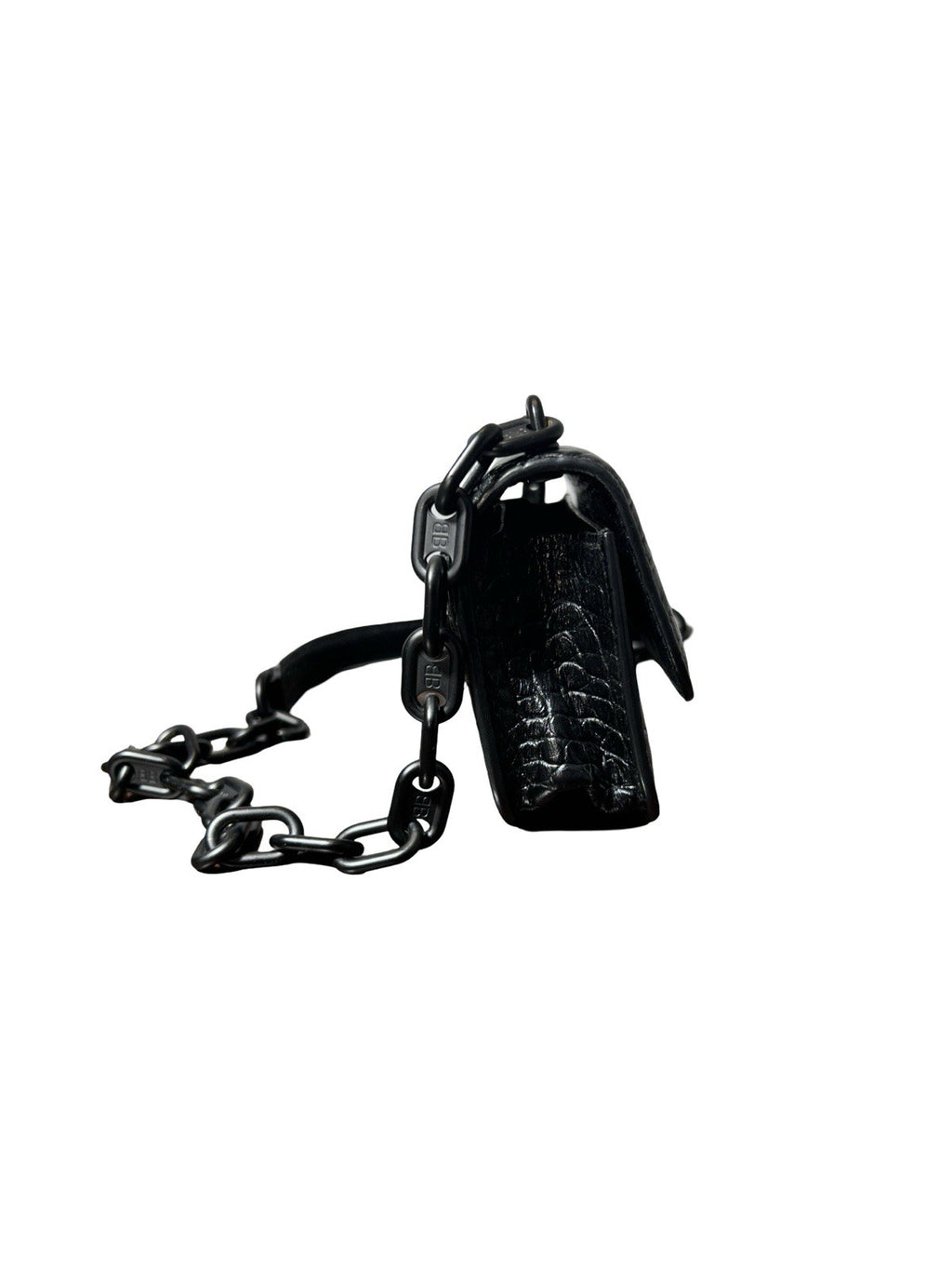 Balenciaga Extra Supple Calfskin Monochrome Crocodile Embossed Gossip Chain Bag