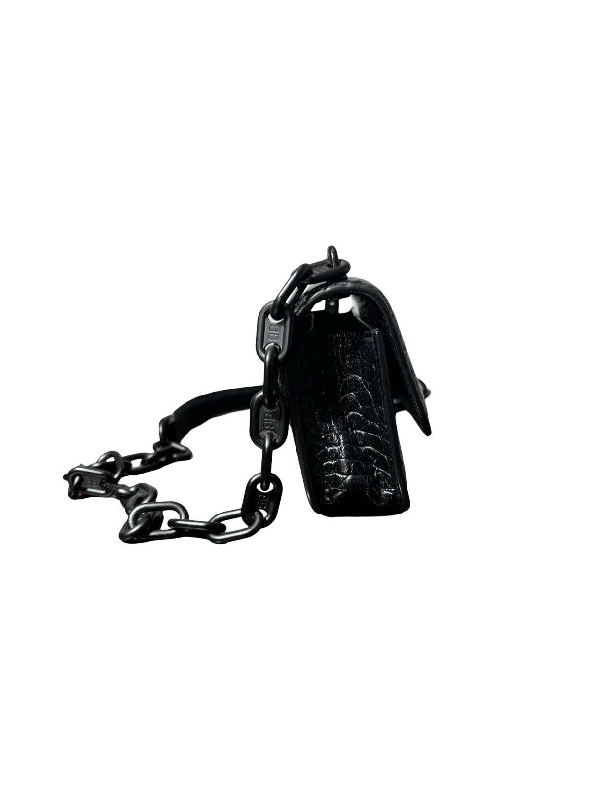 Balenciaga Extra Supple Calfskin Monochrome Crocodile Embossed Gossip Chain Bag