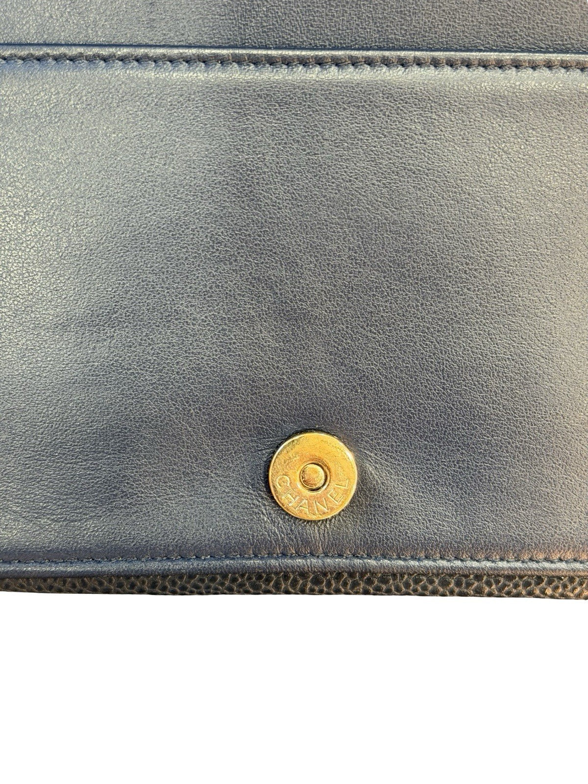 Chanel Boy Wallet on Chain (WOC) Caviar Leather Navy Blue Gold Hardware