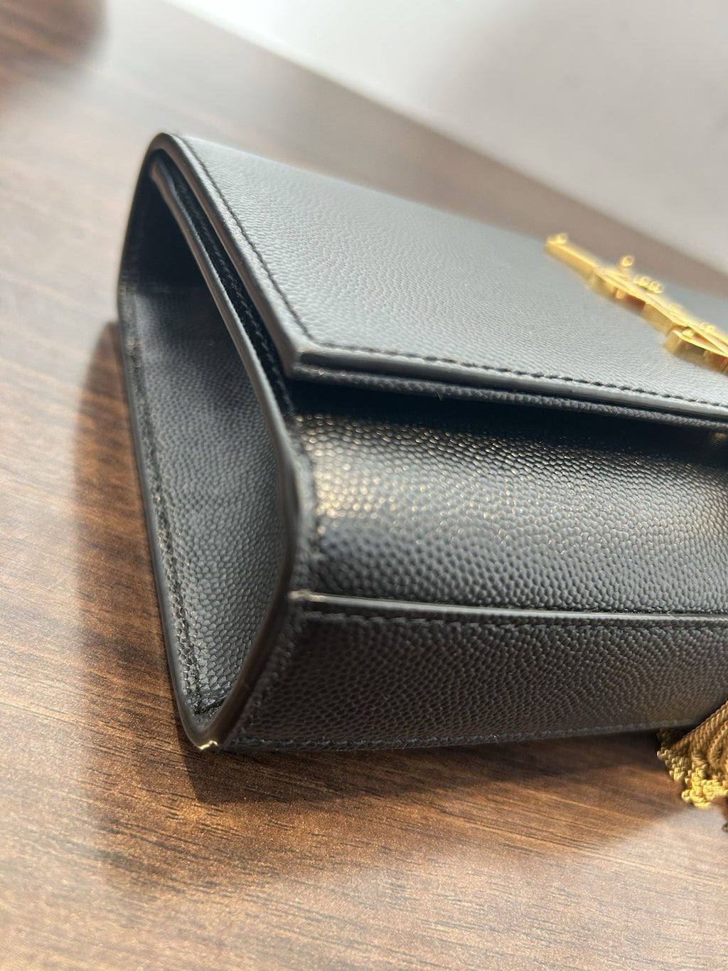 Saint Laurent Kate Small Tassel YSL Wallet on Chain in Grained Leather