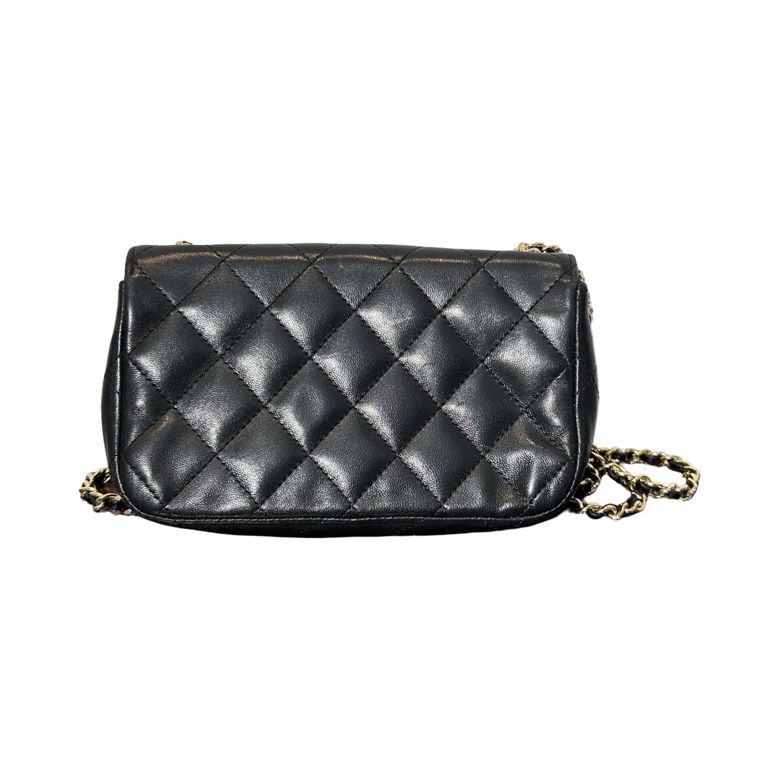 CHANEL Lambskin Quilted Extra Mini V For Victory Flap Black