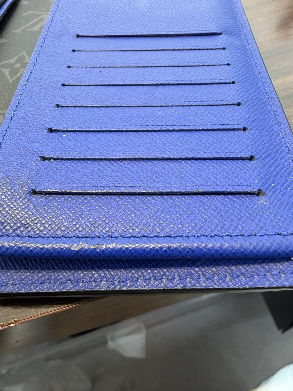 Louis Vuitton Epi  Leather Bifold  Black & Blue Wallet 