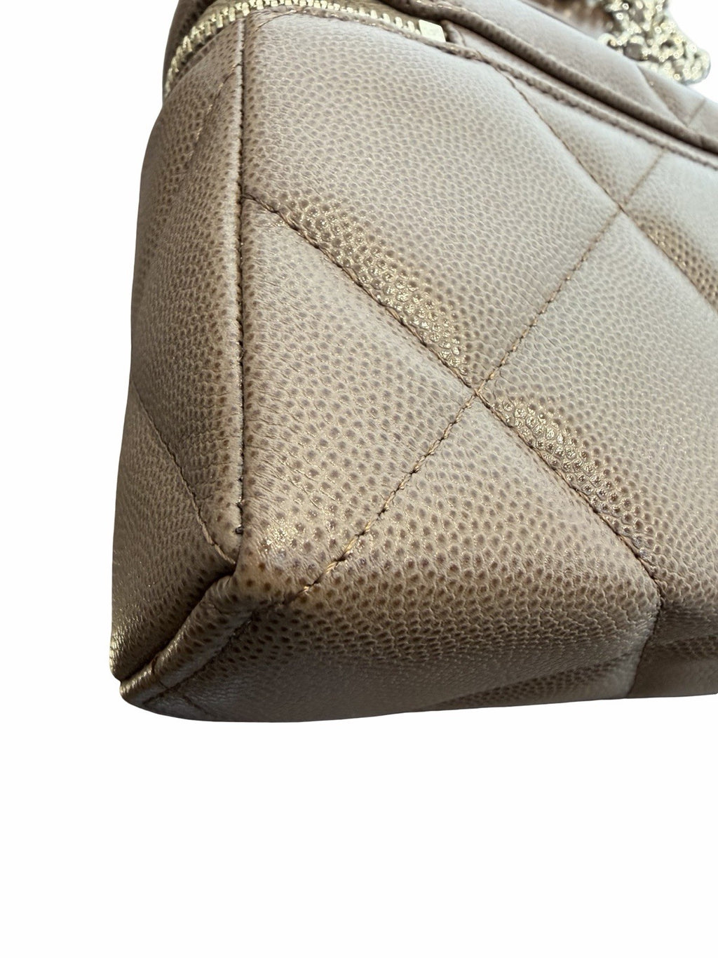 Chanel Quilted Top Handle Slim Vanity Case w/ Chain 