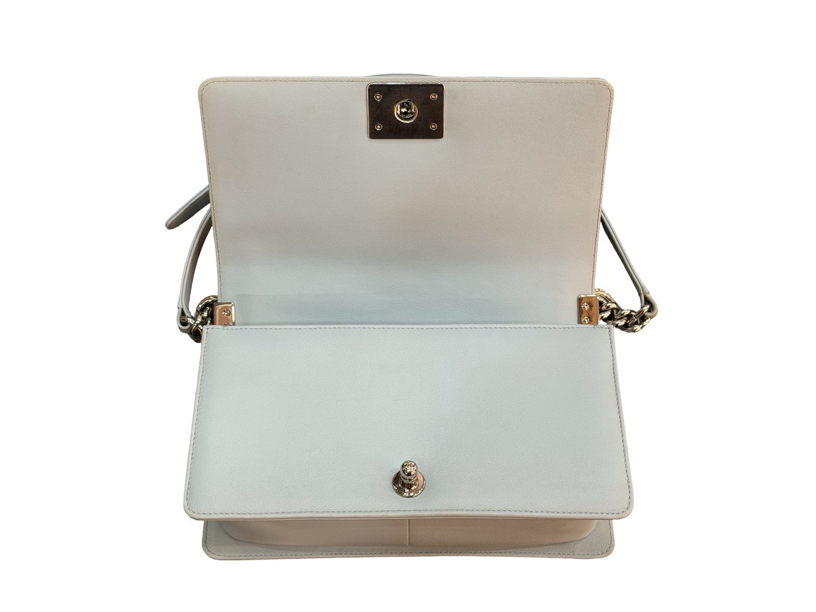 Chanel Boy Flap Bag Chevron Calfskin Old Medium Pastel Aqua