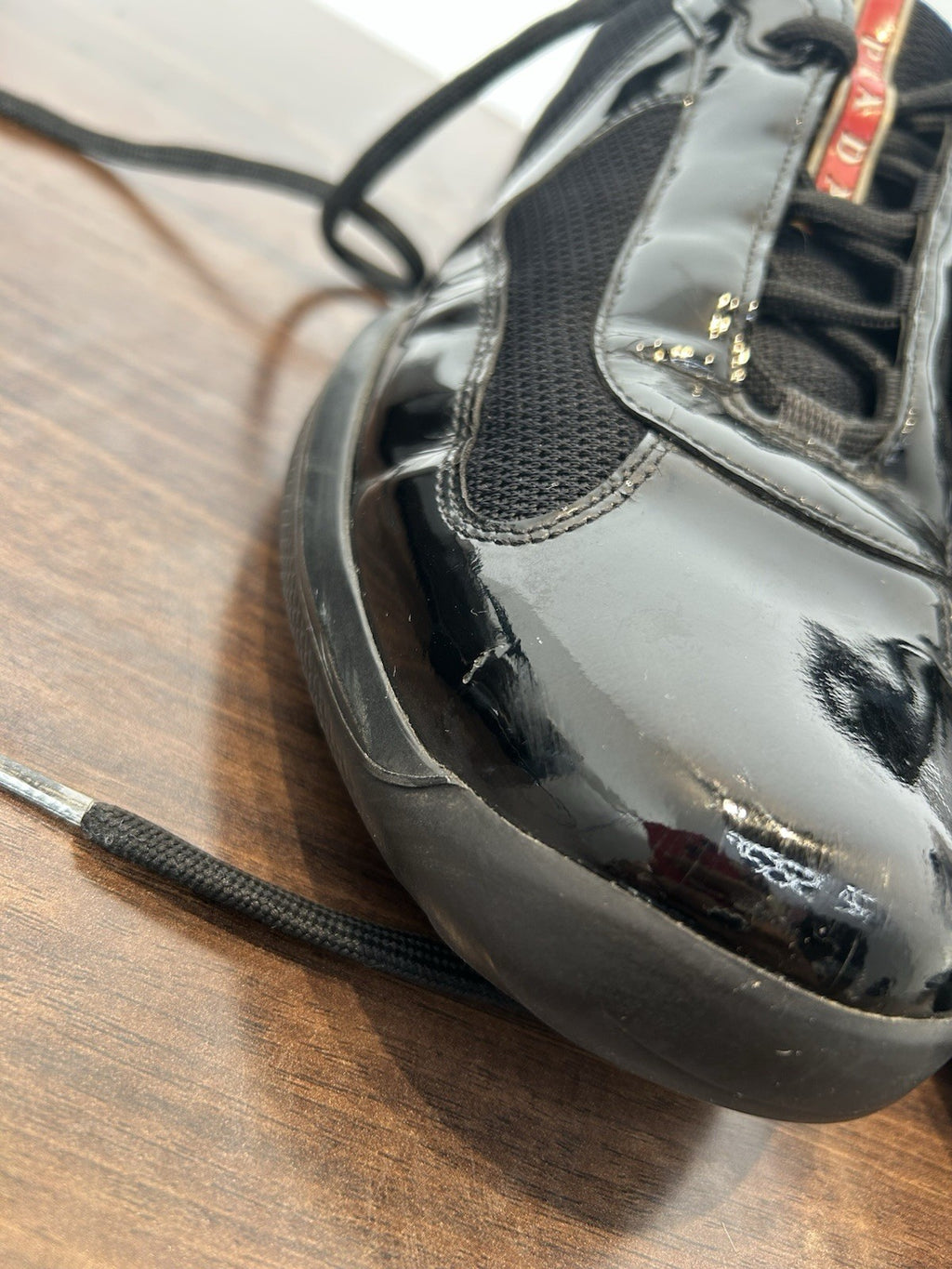 Prada American Cup Patent Leather Low Trainers Size 11US