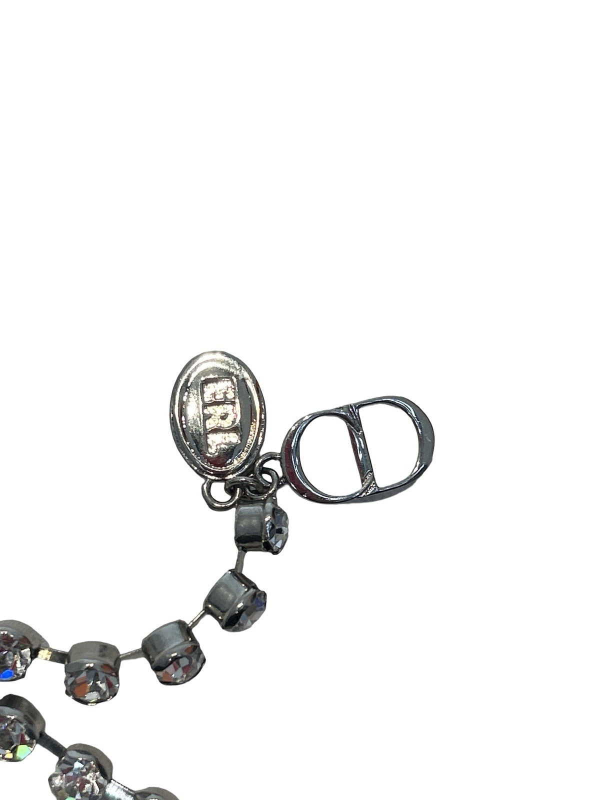 Christian Dior x ERL Choker Bib Necklace Silver-Finish Brass and White Crystals