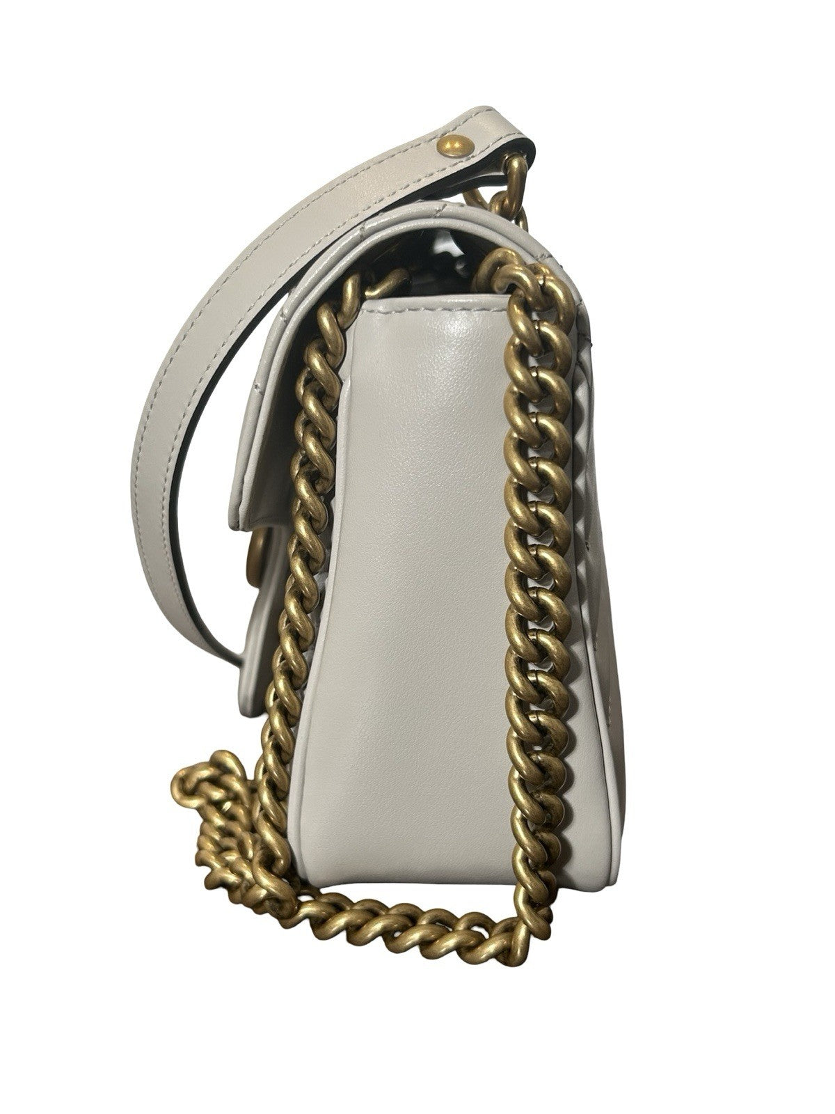 Gucci GG Marmont Flap Metelesse Leather Small Shoulder Bag Beige