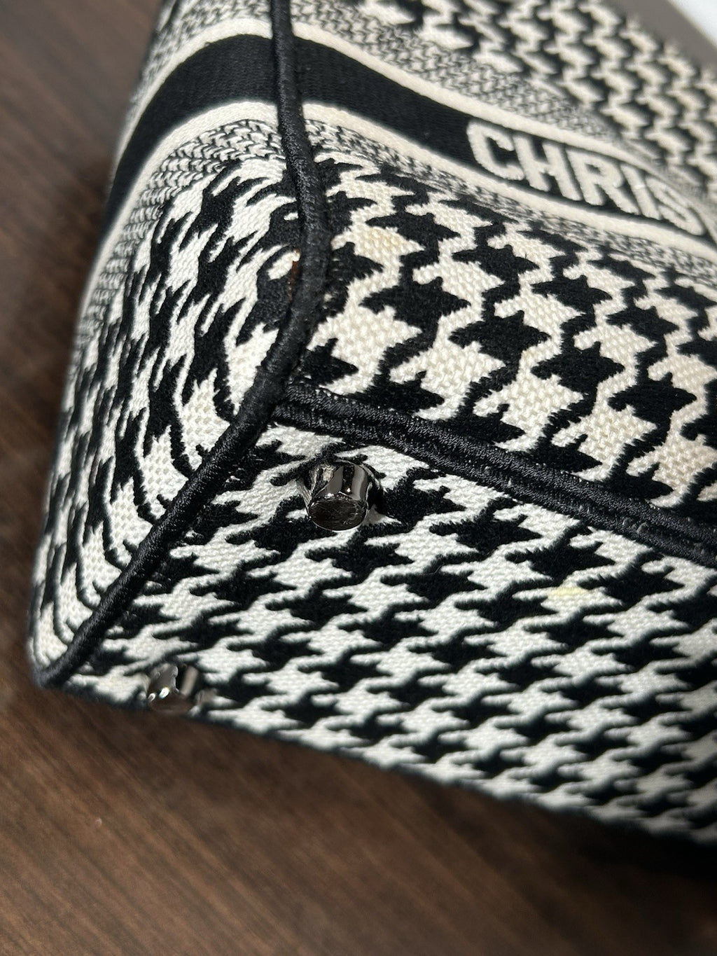 Christian Dior Lady D-Lite Bag Houndstooth Canvas Medium